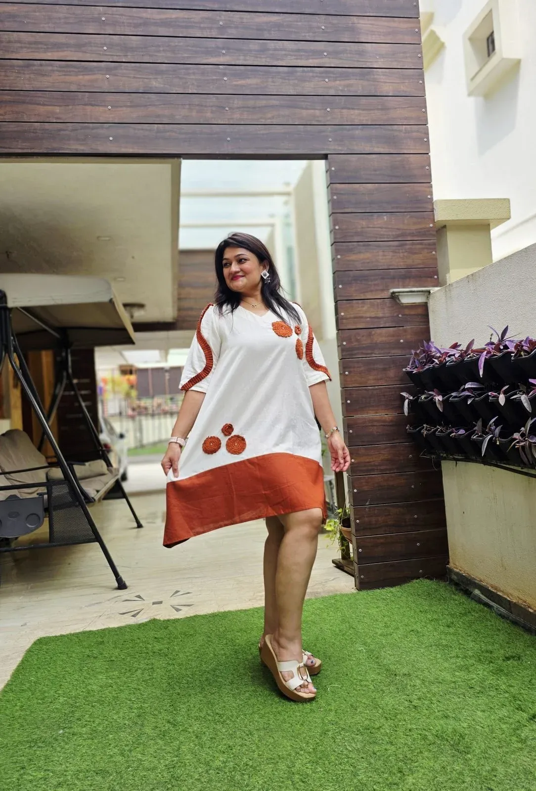 Rust Cotton Designer Dress, photo 2