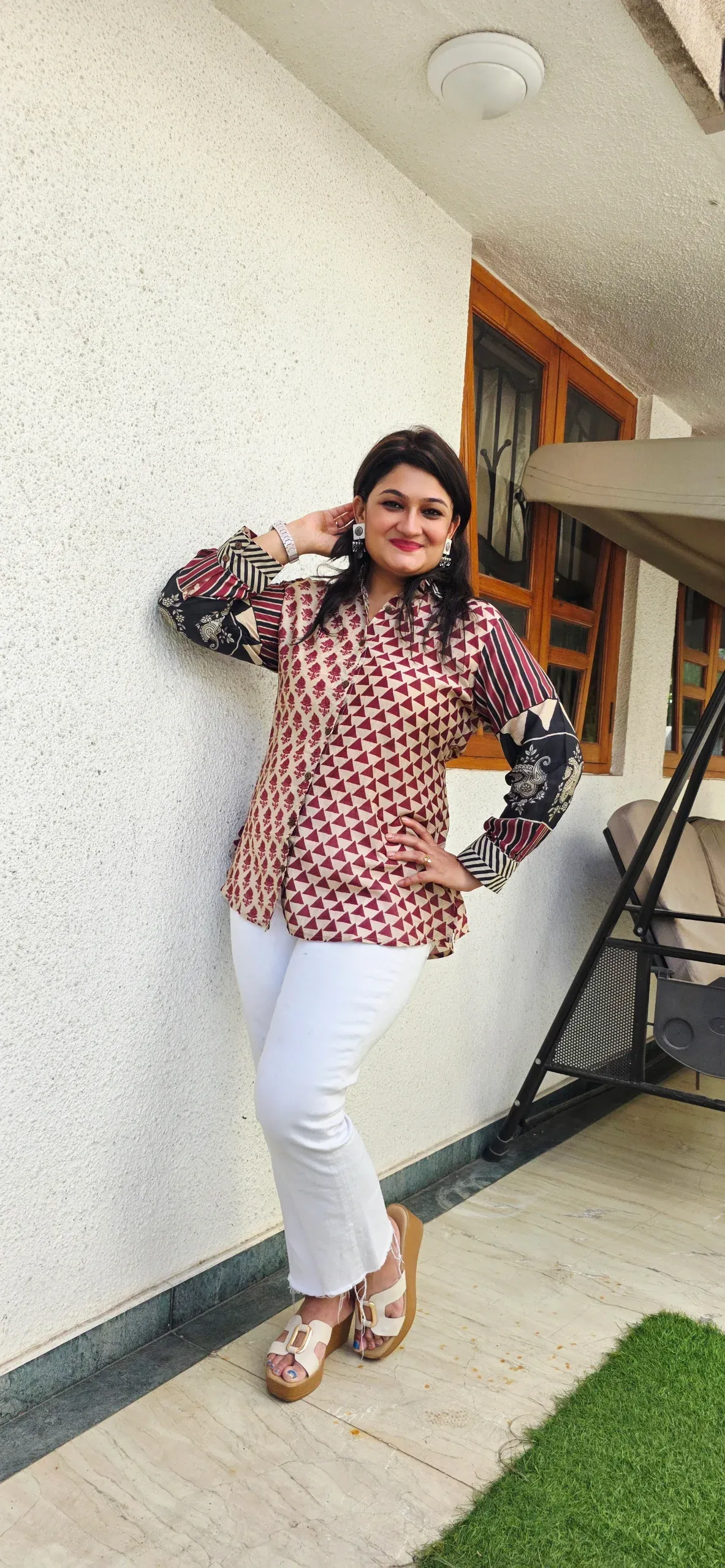 Beige Statement Shirt with Triangles, photo 5