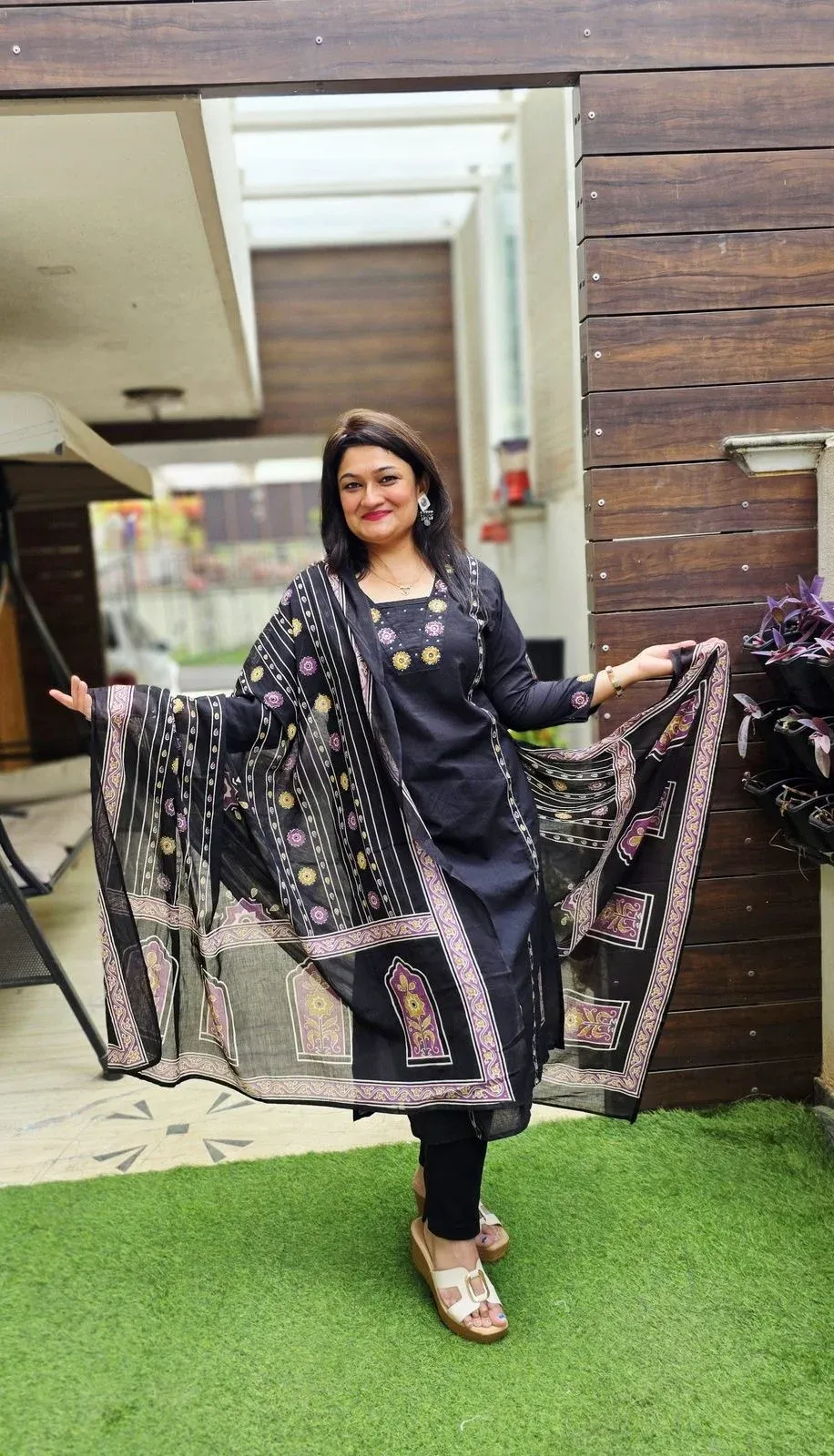 Black Cotton Designer Dress