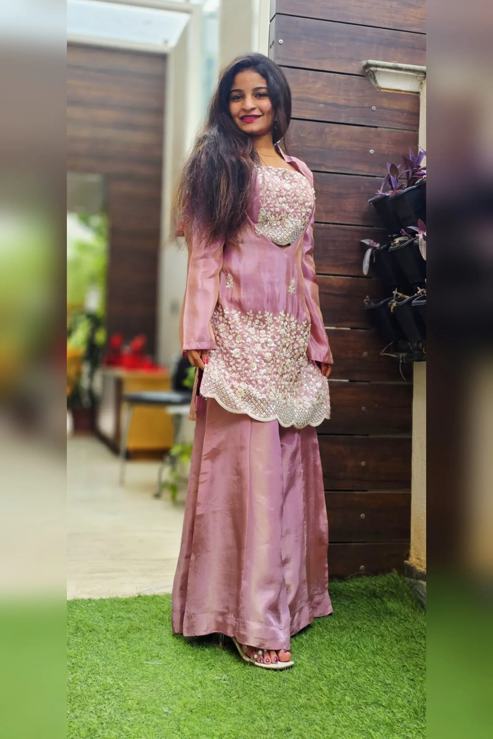 Pink Shimmer Embroidered Sharara Set, photo 3