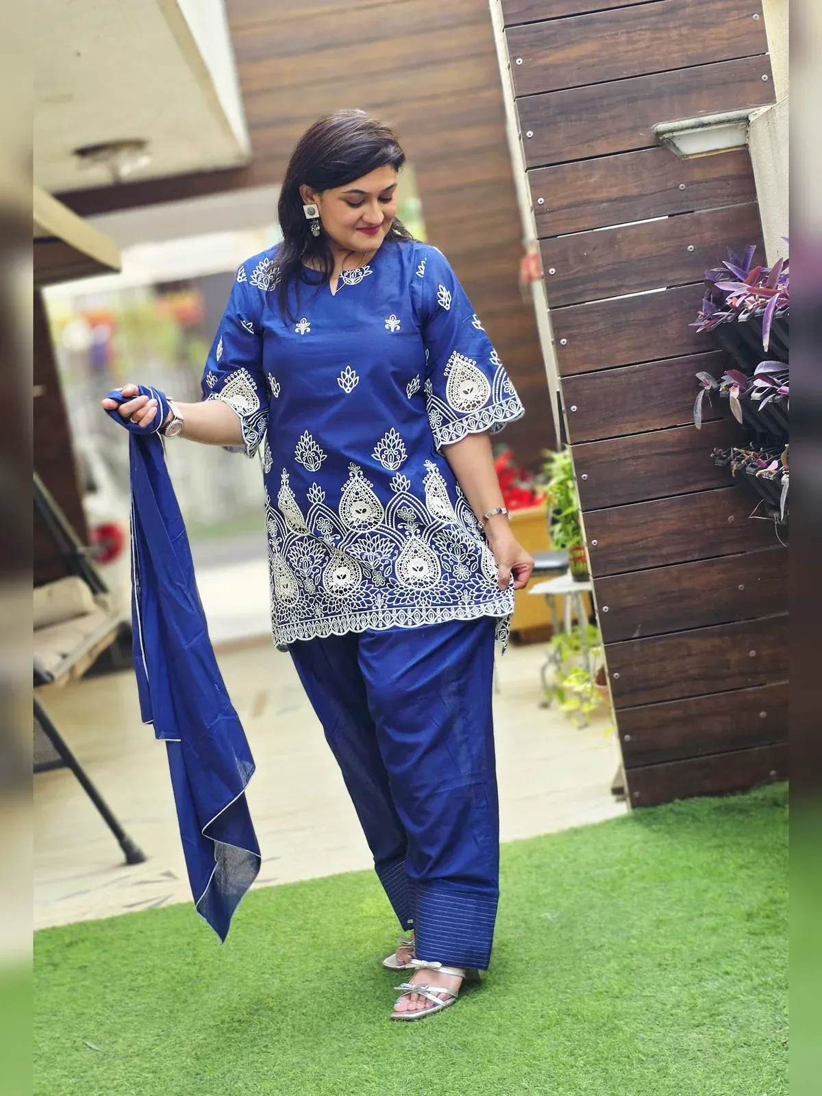 Blue Cotton Co-ord with Scarf, photo 5