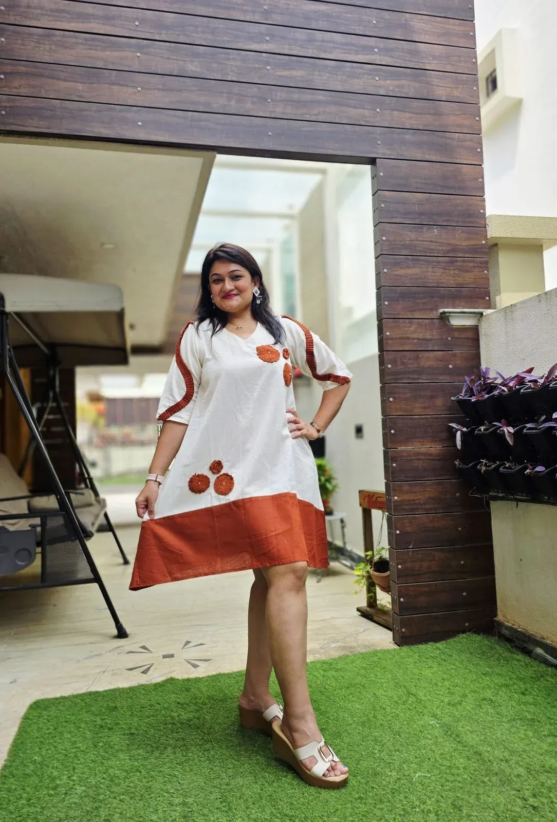 Rust Cotton Designer Dress, photo 4