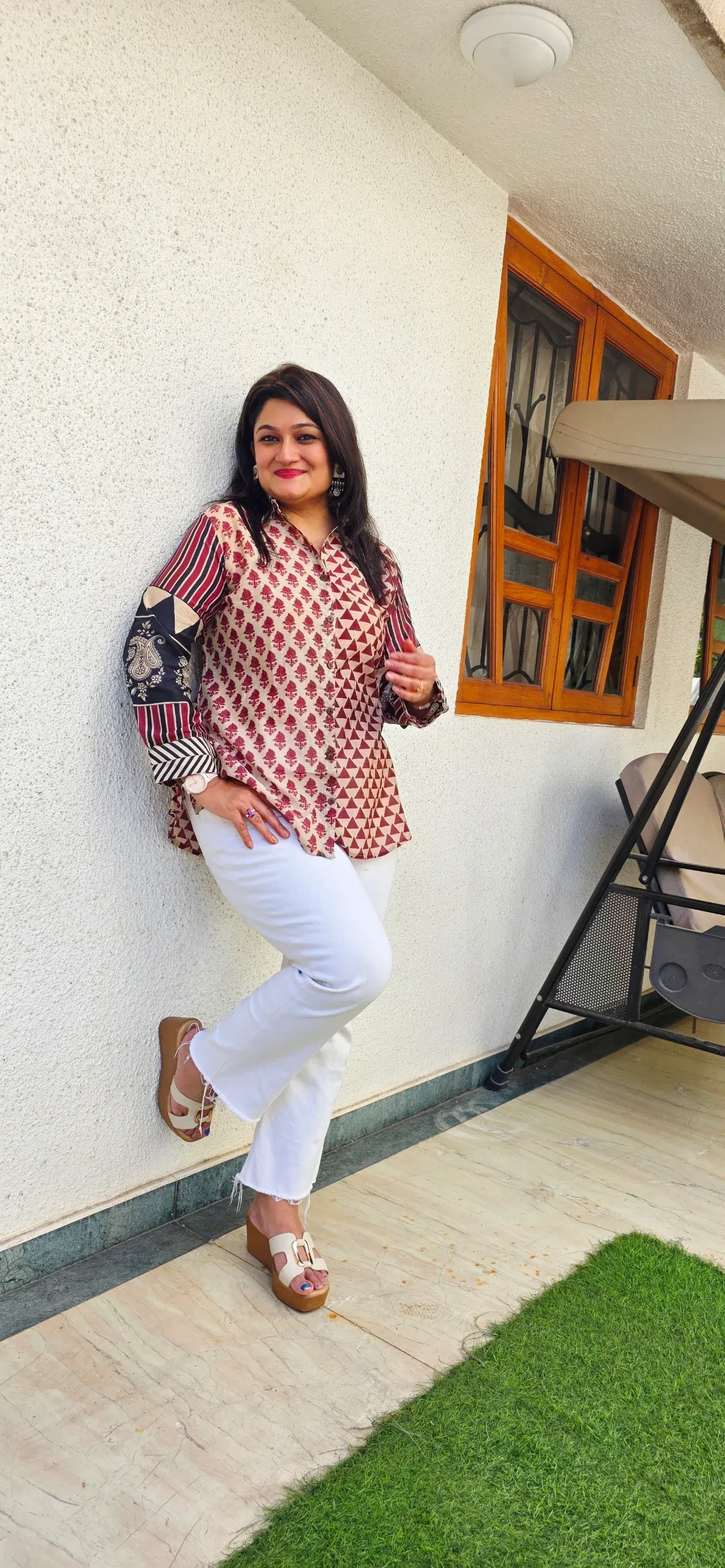 Beige Statement Shirt with Triangles, photo 4