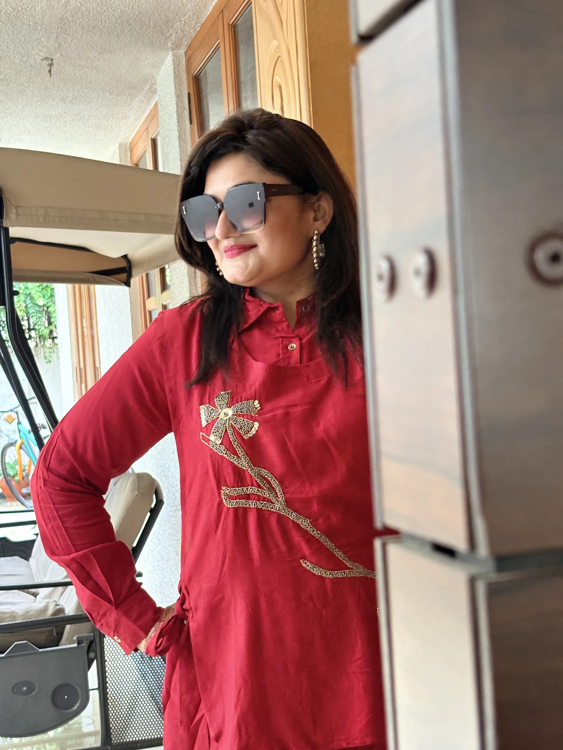Red Jacket with Rose Work Co-ord Set, photo 4