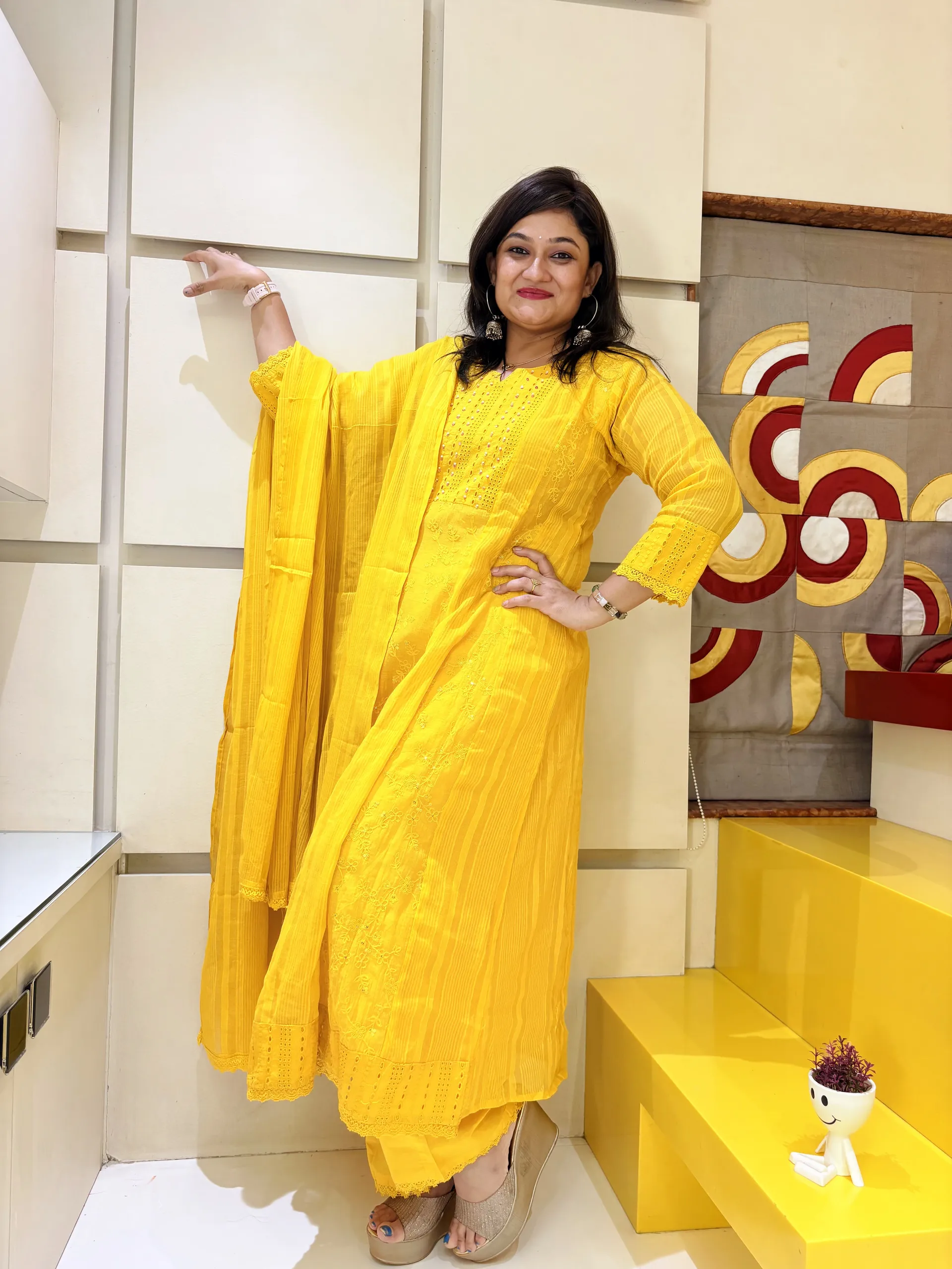 Elegant Yellow A-line Festive Dress, photo 2