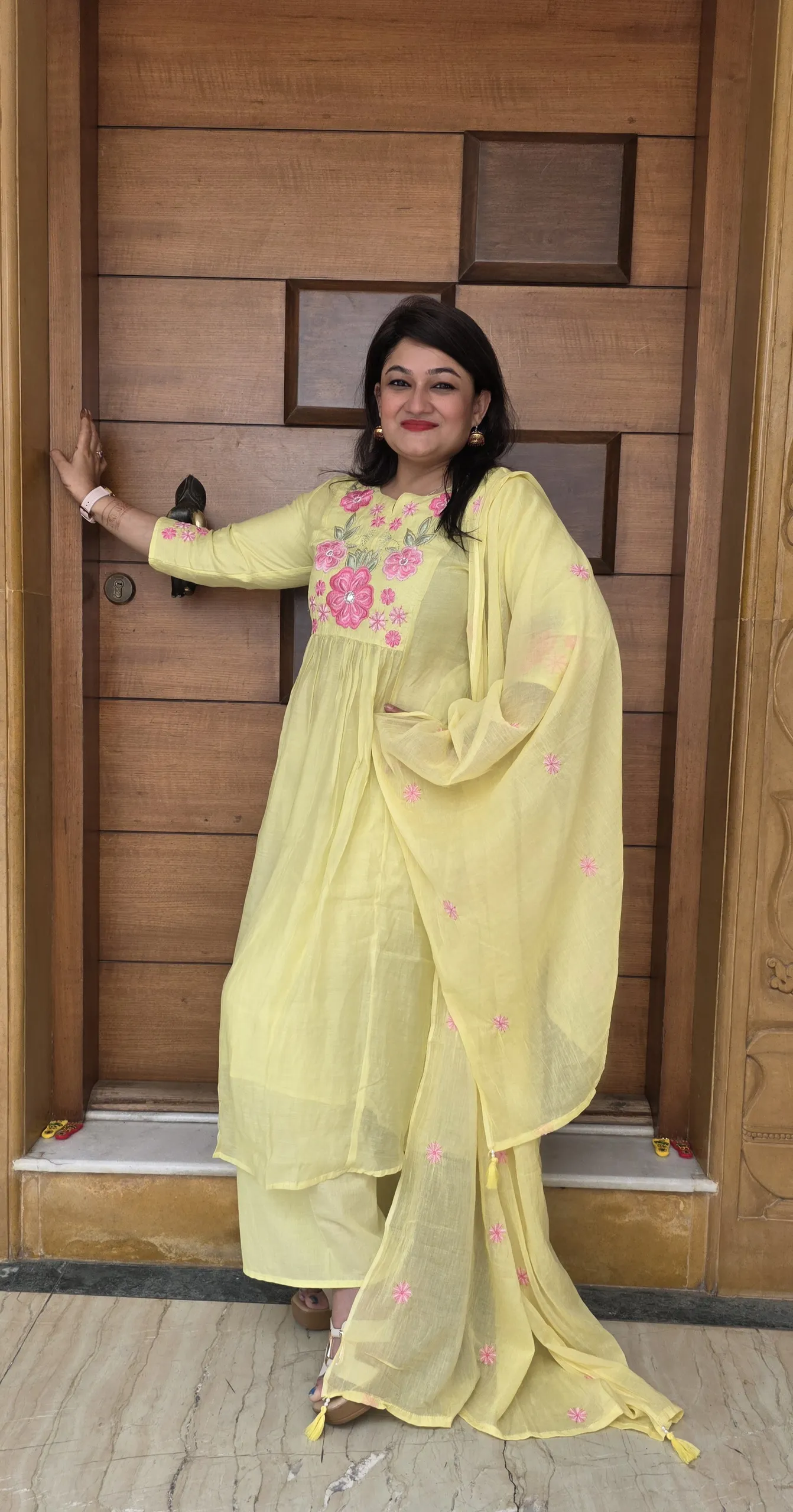 Lemon Yellow Hand Embroidered Dress, photo 3
