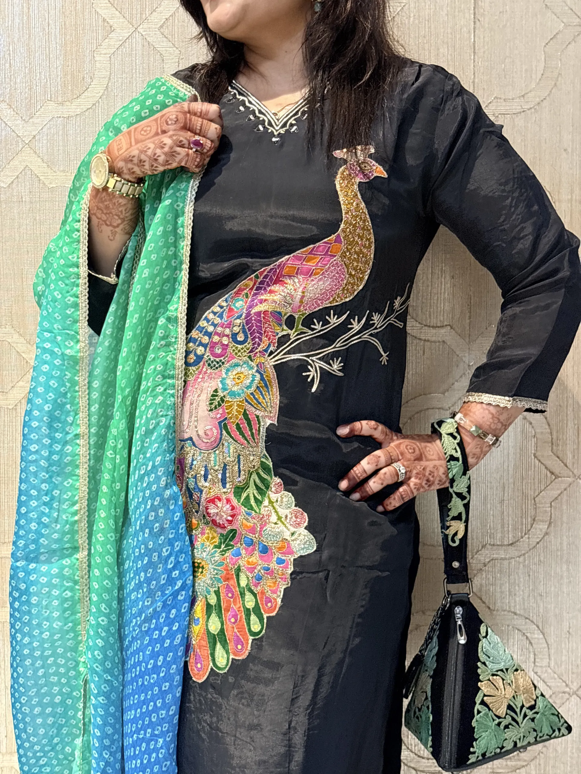 Black Festive Dress with a Peacock, photo 5