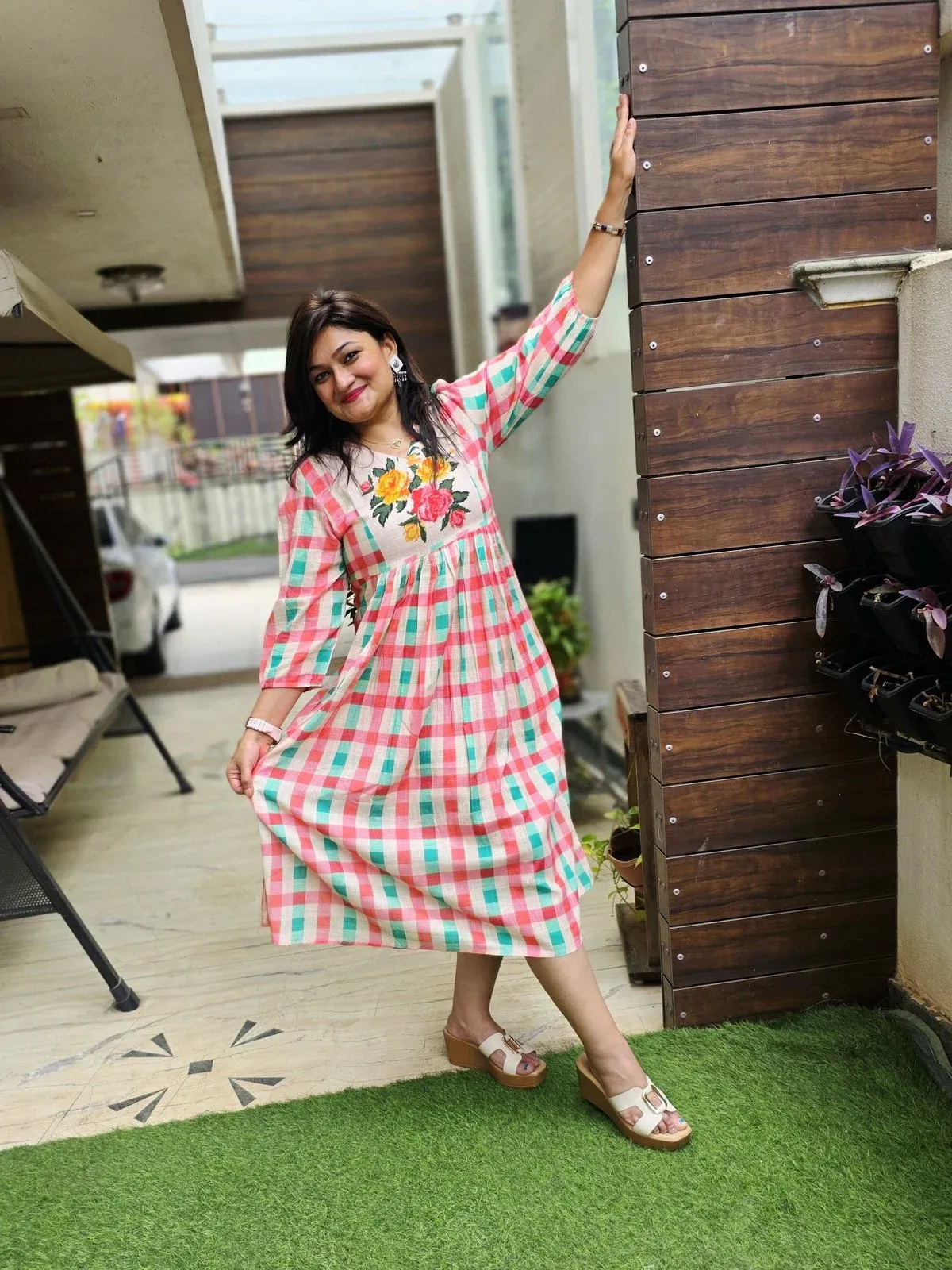 Pink Cotton Long Dress
