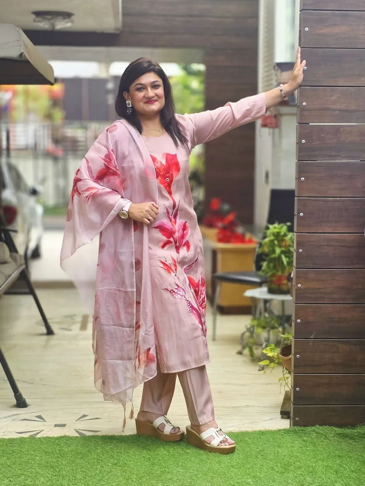 Pink Mul Chanderi Designer Dress, photo 4