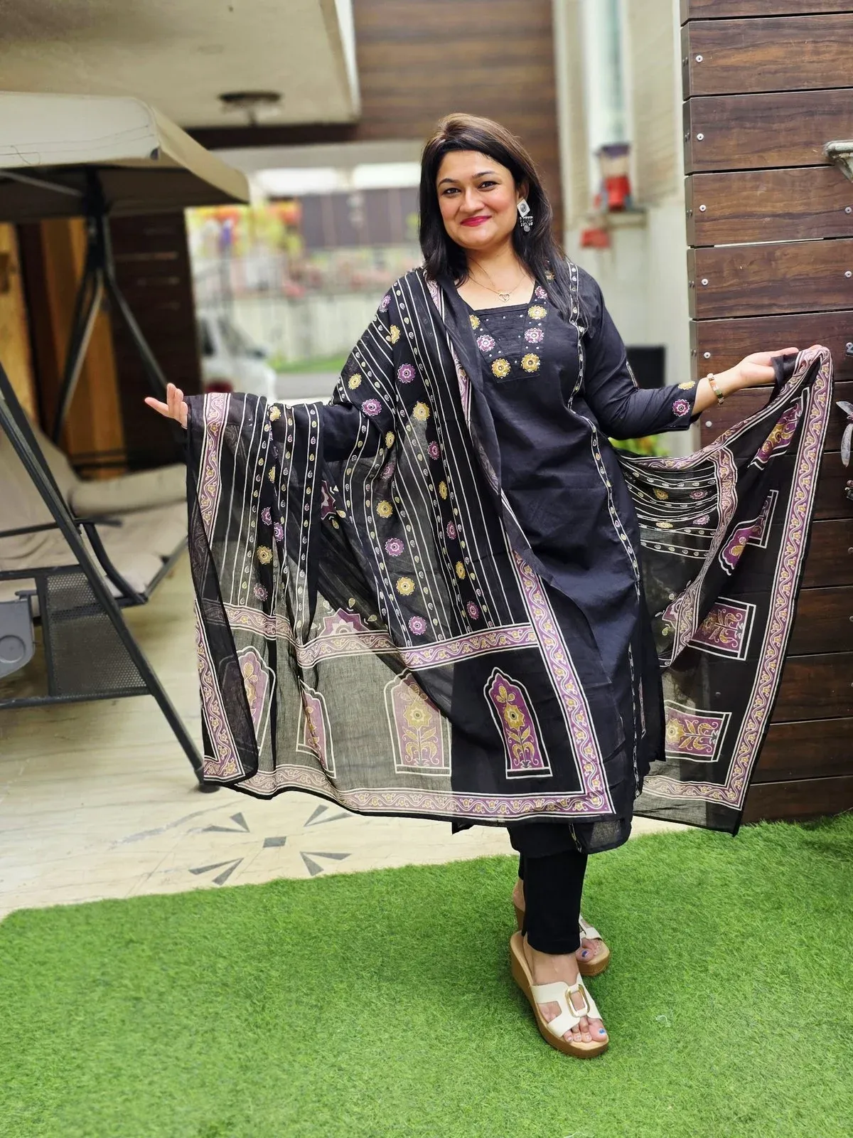Black Cotton Designer Dress