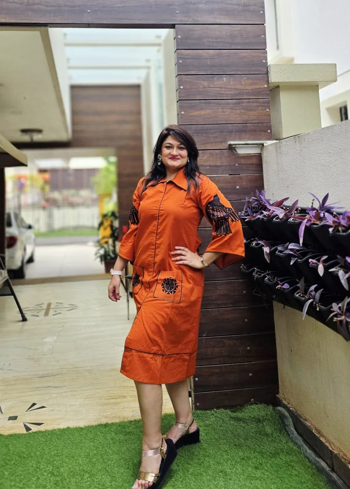 Rust Cotton Long Dress