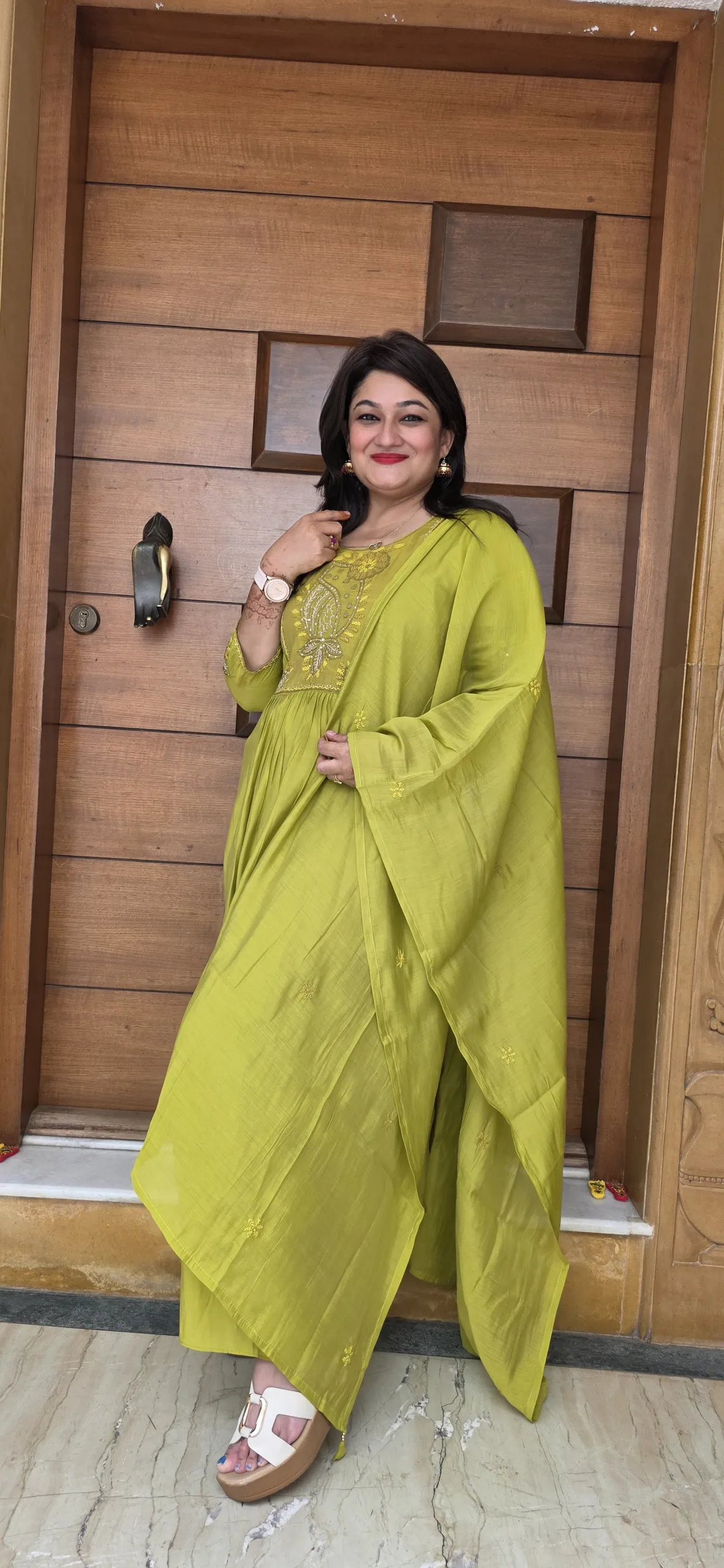 Mehendi Green Festive Dress with Beautiful Hand Embroidery, photo 3