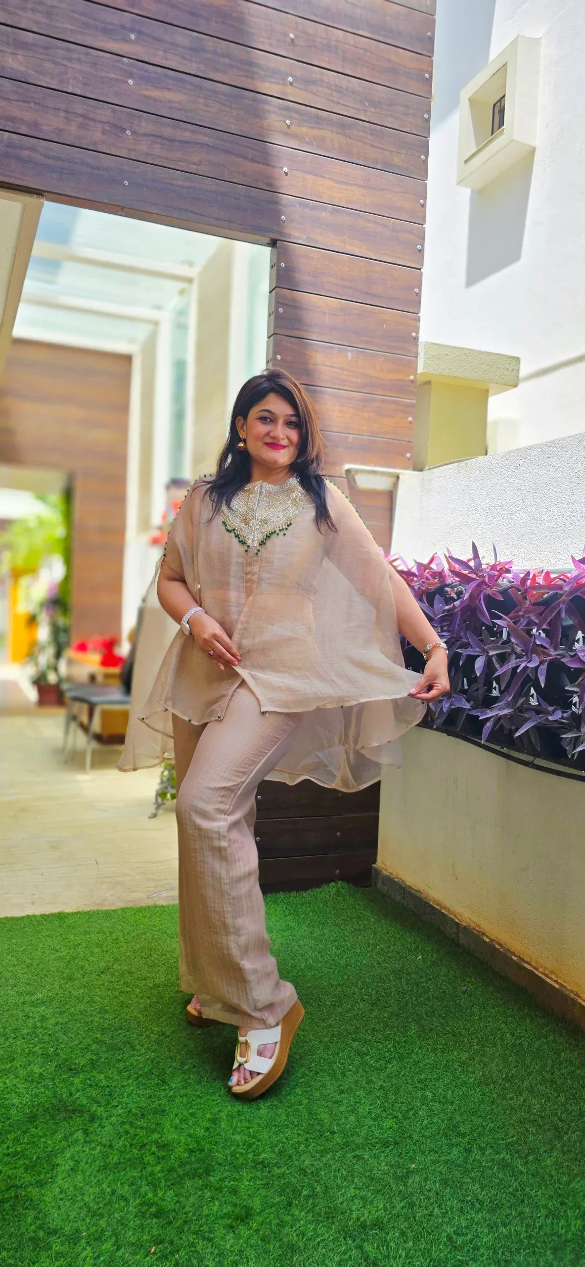 Golden Indo-Fusion Dress with Cape, photo 7