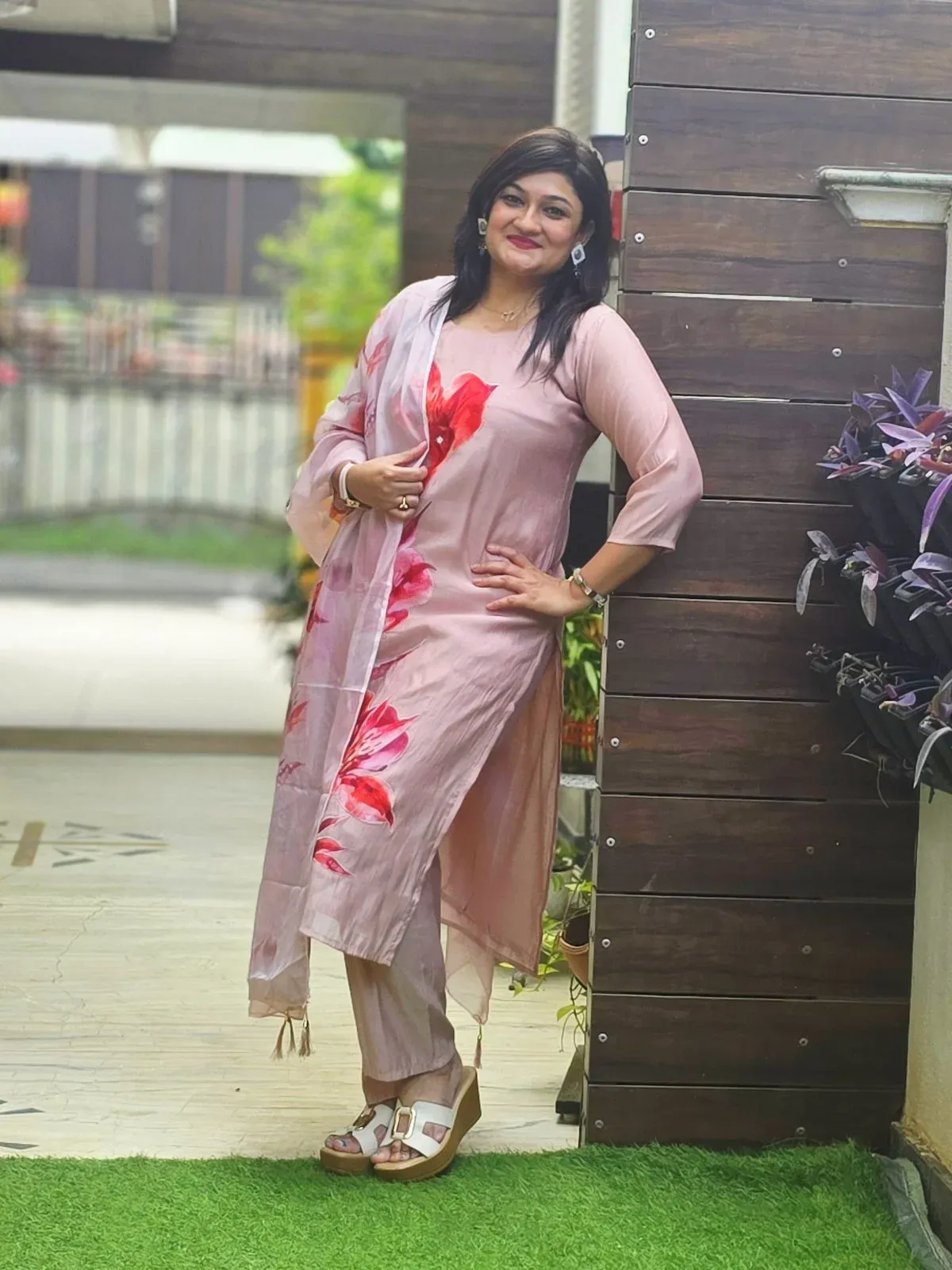 Pink Mul Chanderi Designer Dress, photo 2