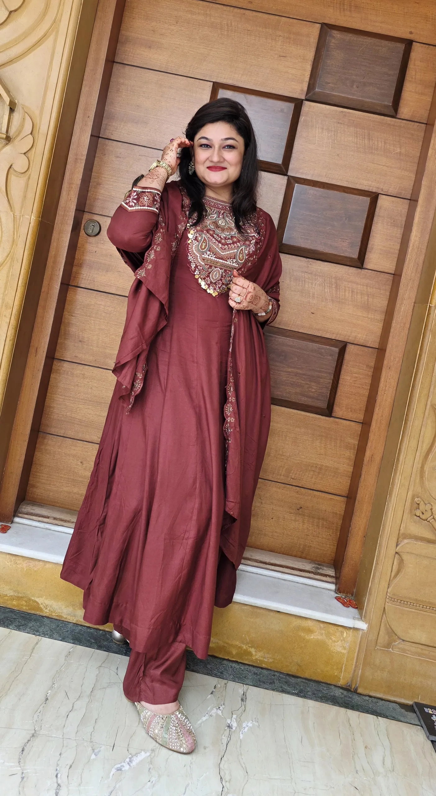 Rust A-line Heavy Work Festive Dress, photo 3