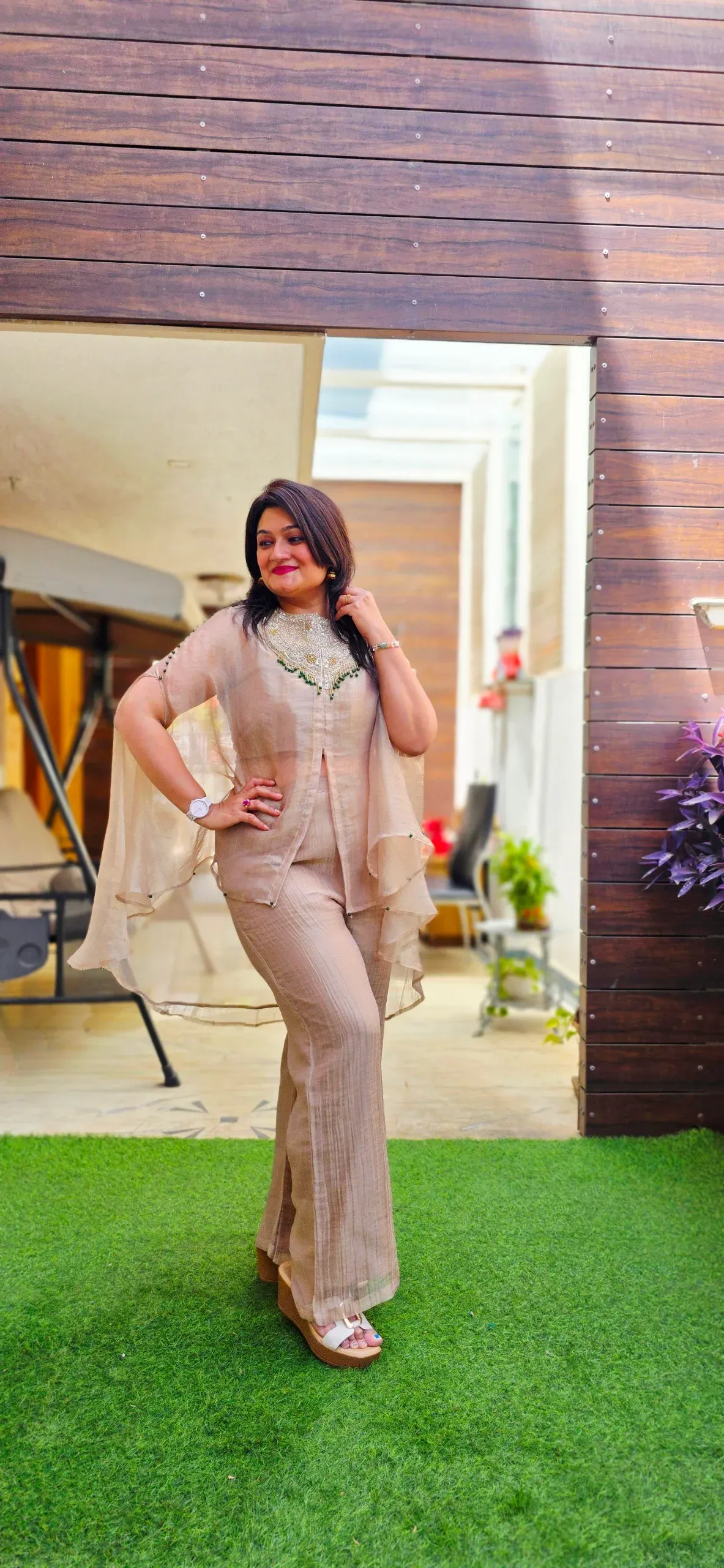 Golden Indo-Fusion Dress with Cape, photo 2