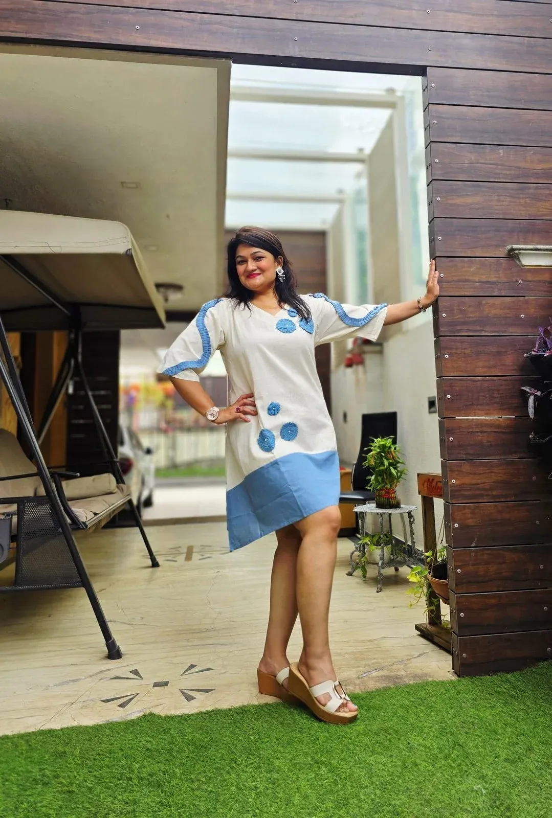 Blue Cotton Designer Dress, photo 5
