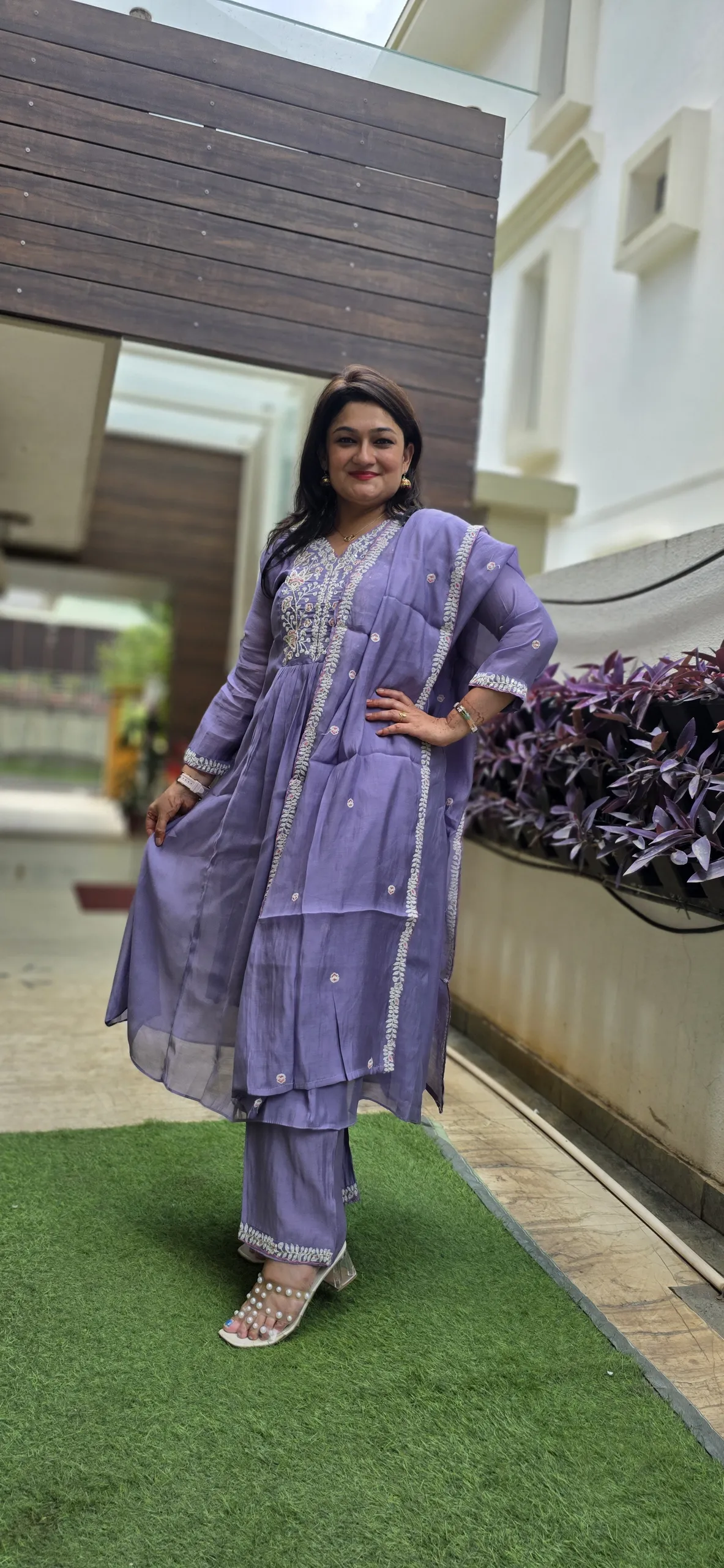 Lilac Festive Dress with Handwork, photo 2