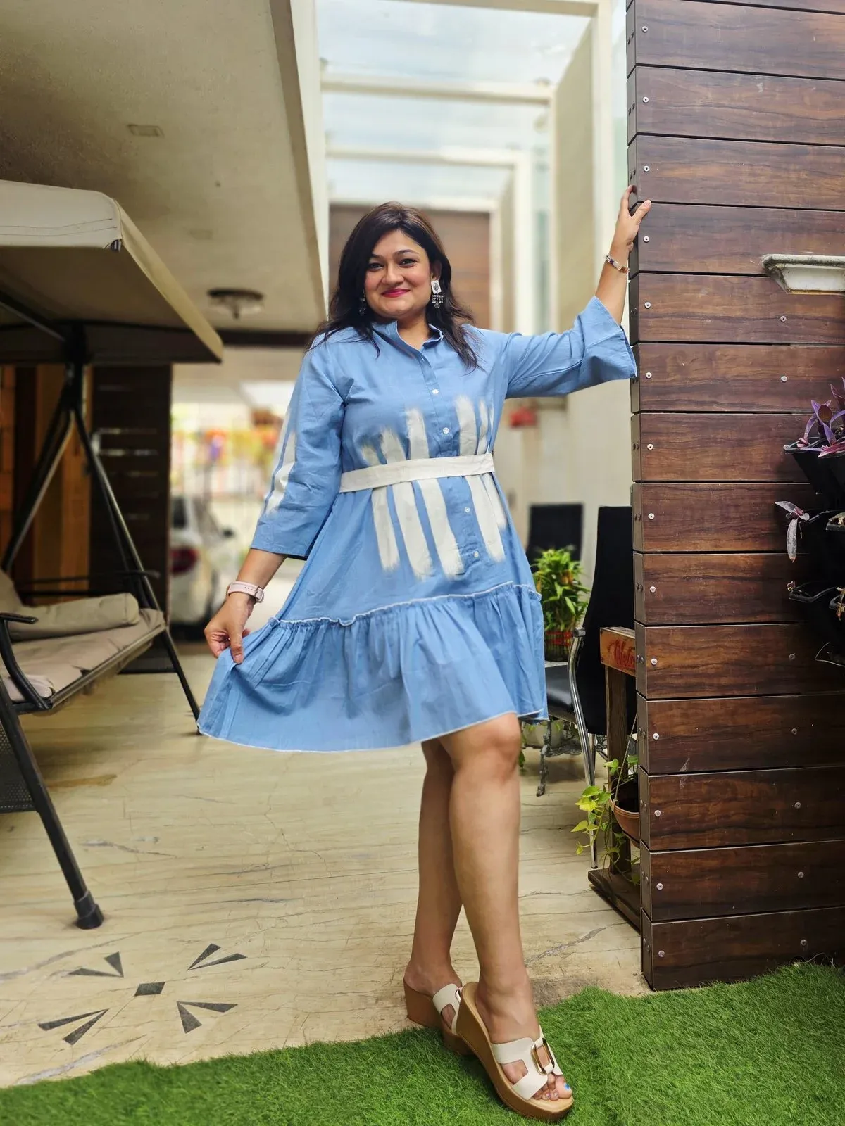 Blue Cotton Designer Dress, photo 2