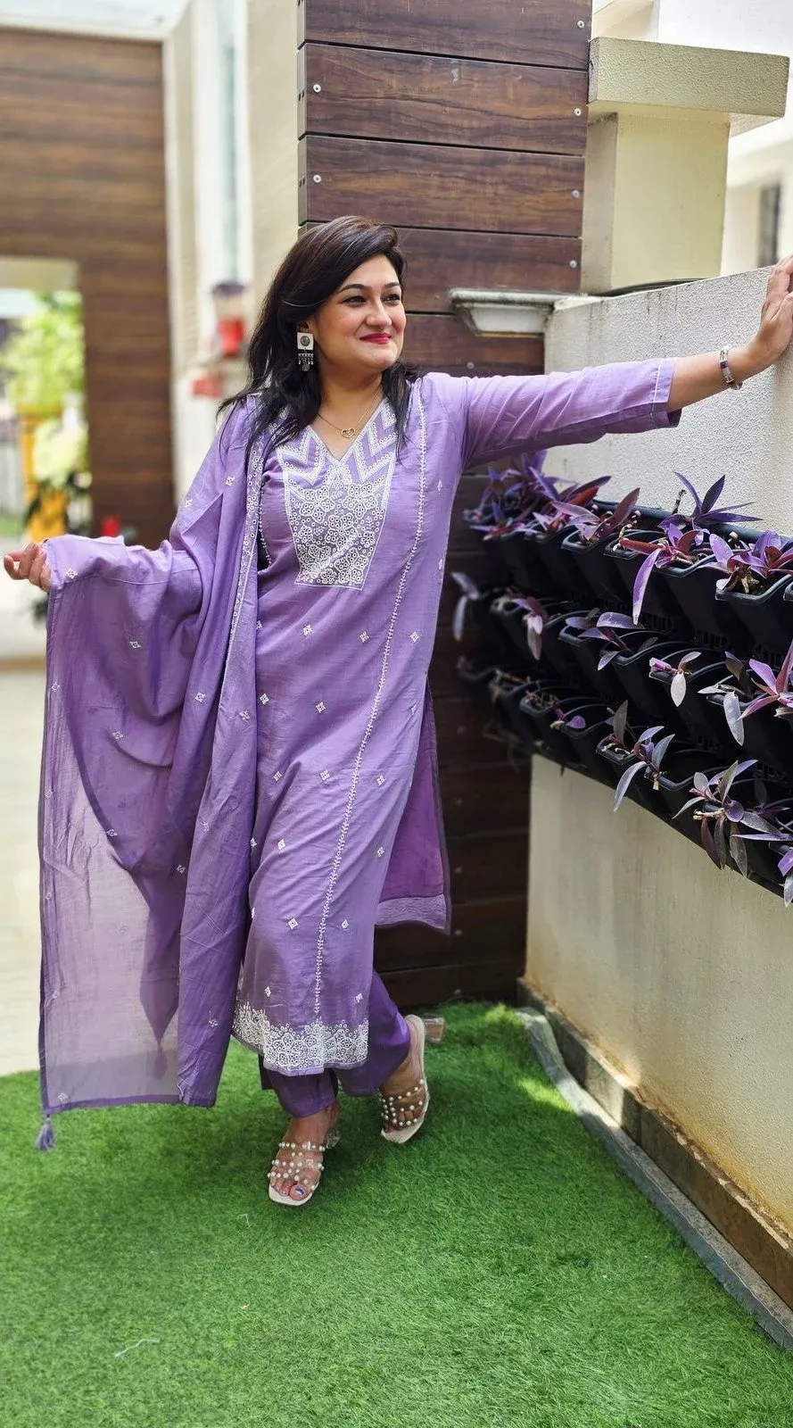Lavender Mul Chanderi Suit Set, photo 2
