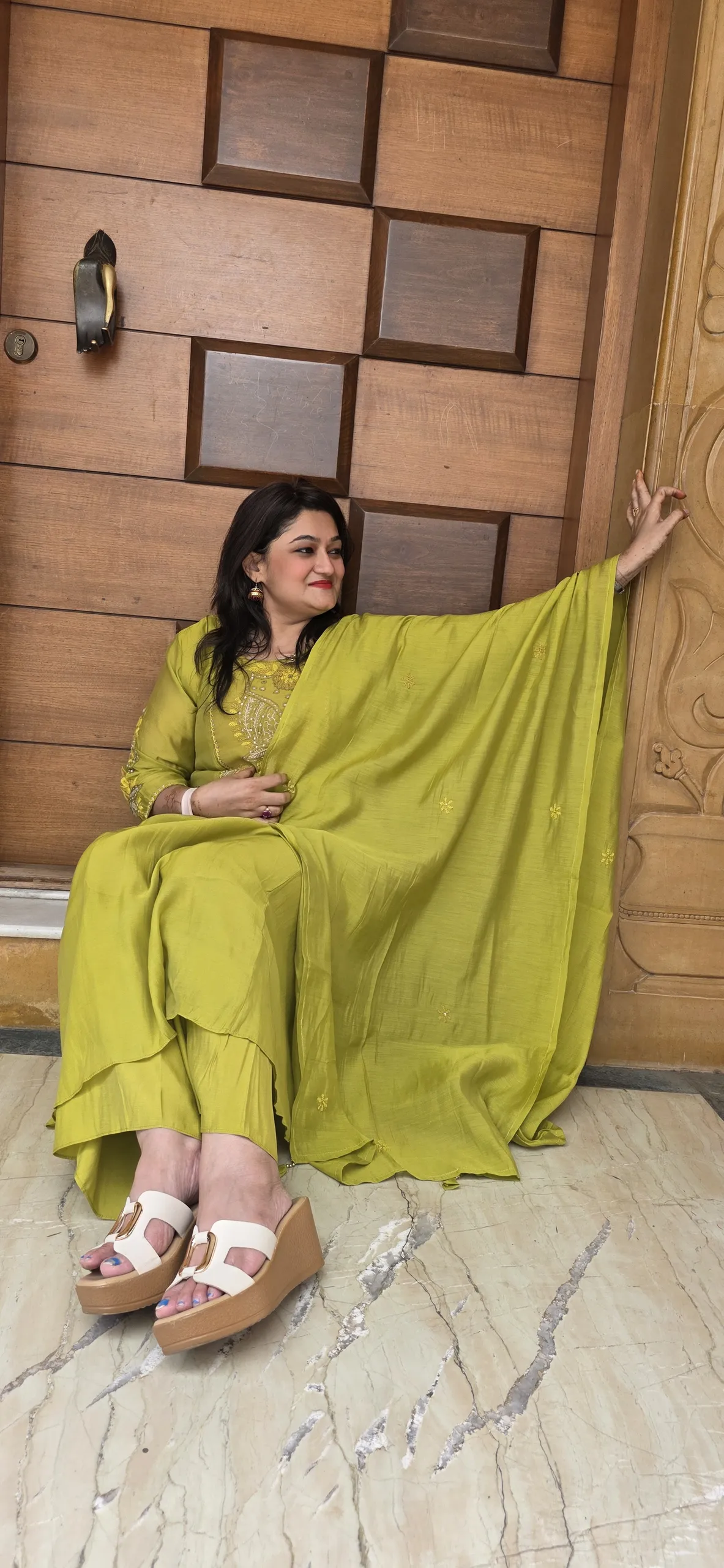 Mehendi Green Festive Dress with Beautiful Hand Embroidery, photo 4