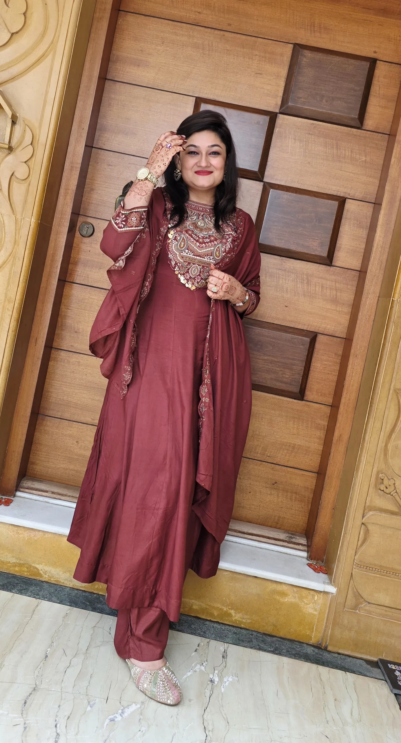 Rust A-line Heavy Work Festive Dress, photo 2