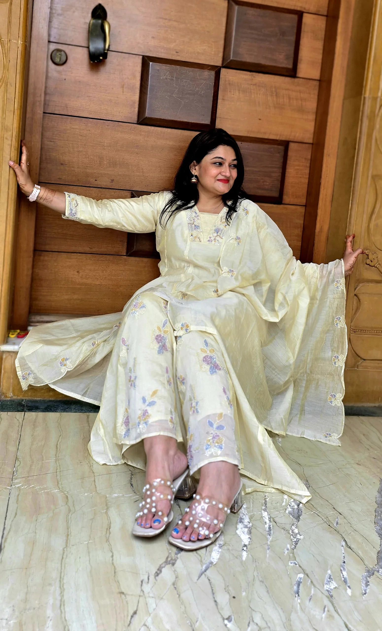 Butter Yellow Elegant Indo-fusion Dress, photo 5