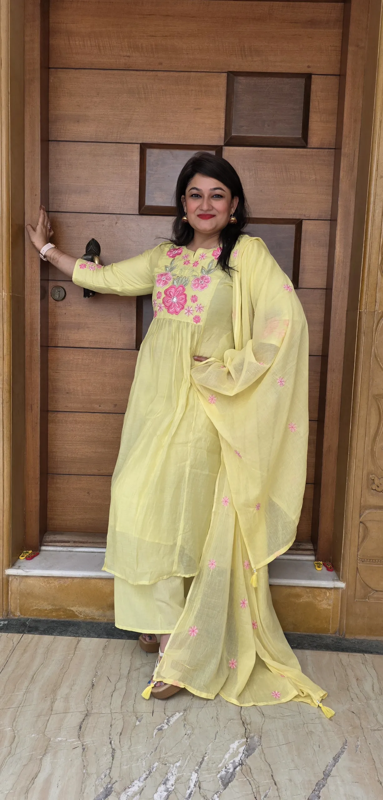 Lemon Yellow Hand Embroidered Dress, photo 2
