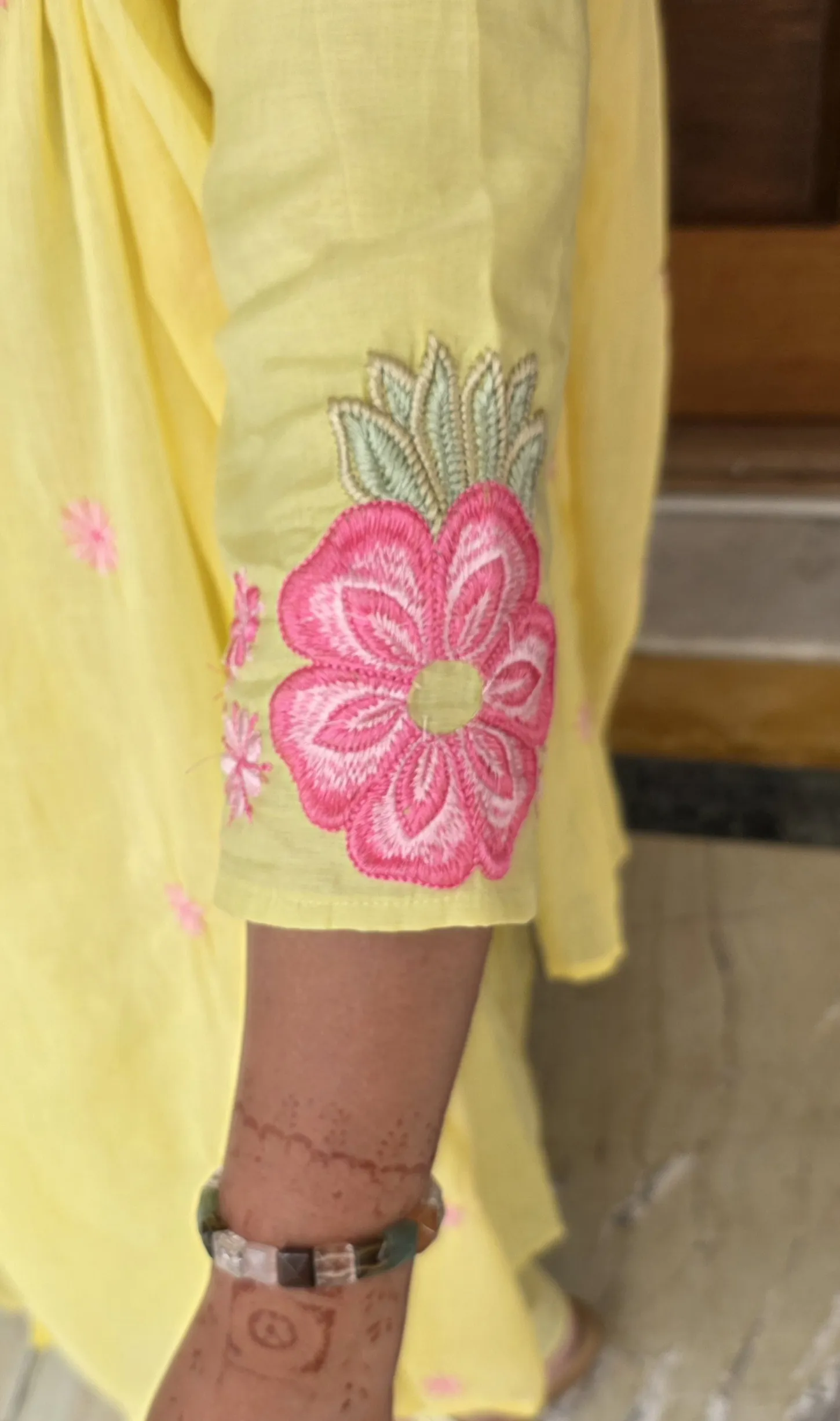 Lemon Yellow Hand Embroidered Dress, photo 4