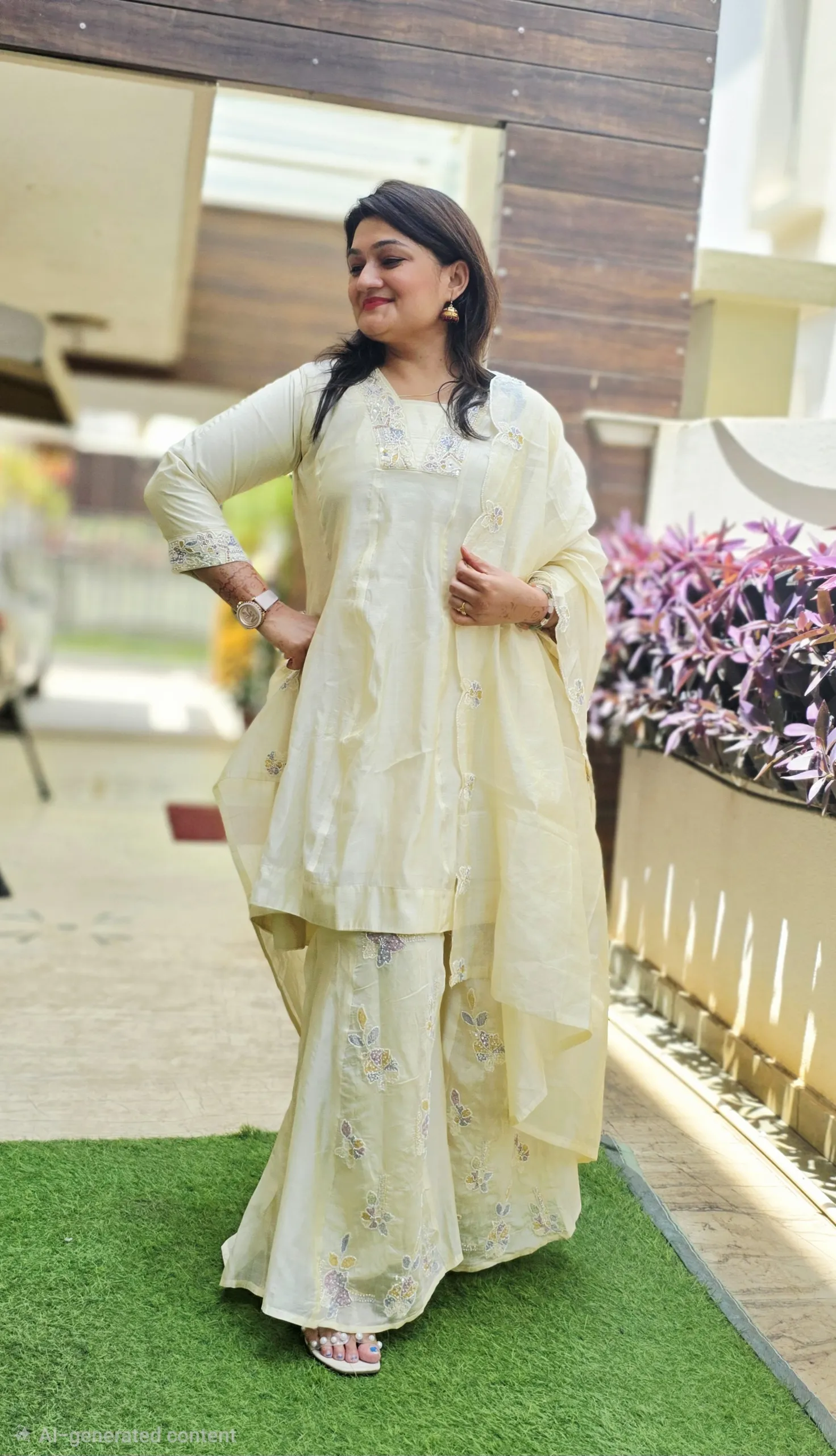 Butter Yellow Elegant Indo-fusion Dress, photo 3