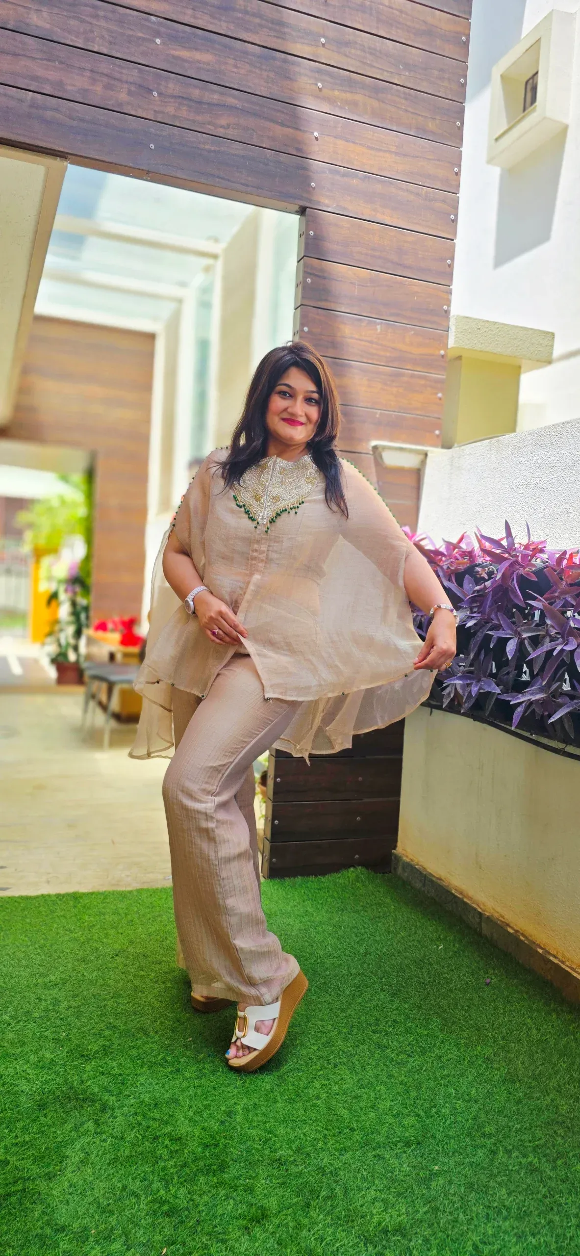 Golden Indo-Fusion Dress with Cape, photo 6