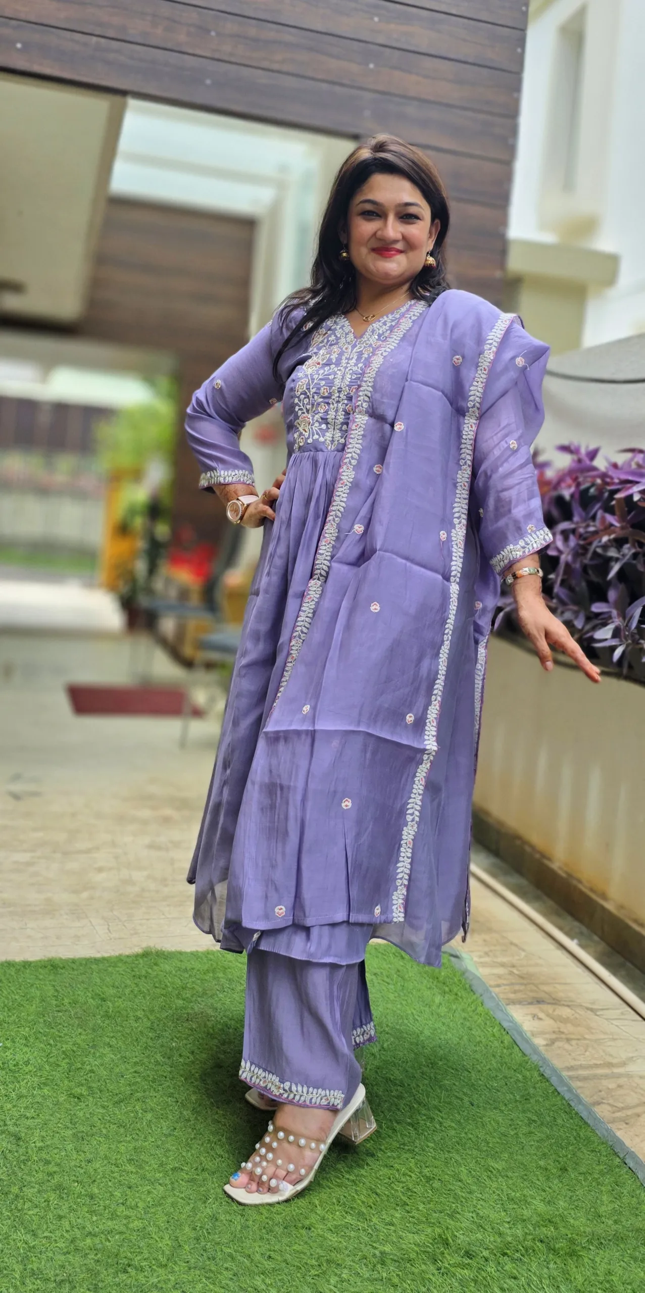 Lilac Festive Dress with Handwork, photo 3