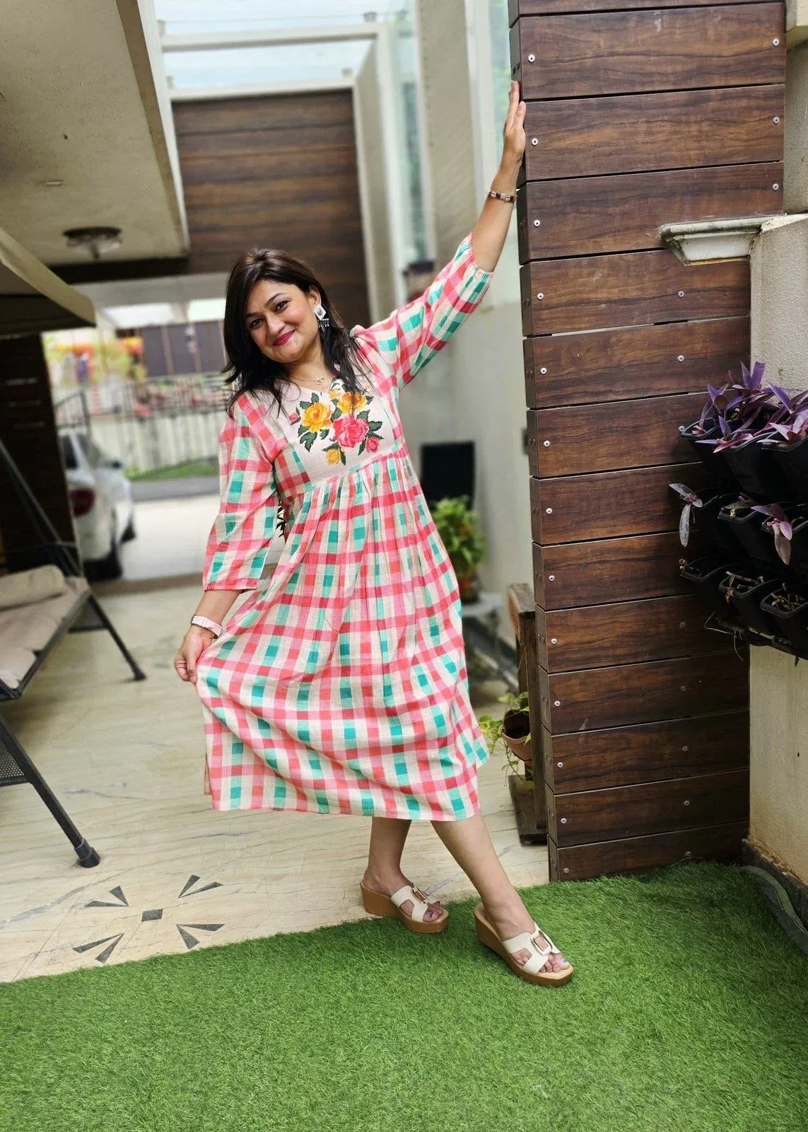 Pink Cotton Long Dress