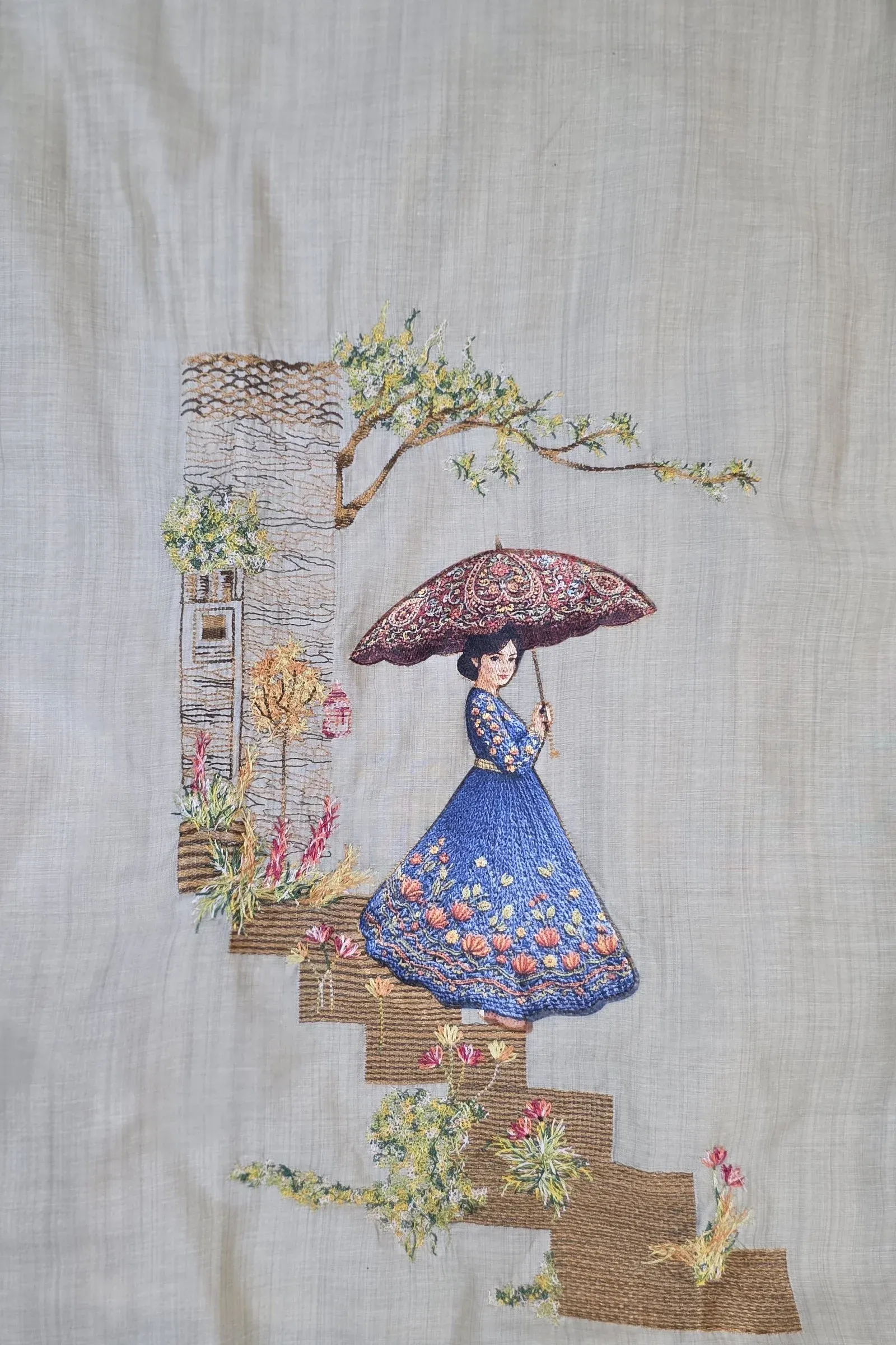 Beige Umbrella Lady Embroidered Dress, photo 5