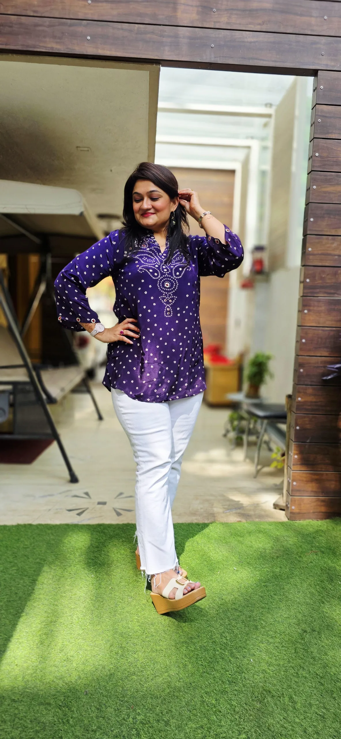 Purple Bandhej Shirt