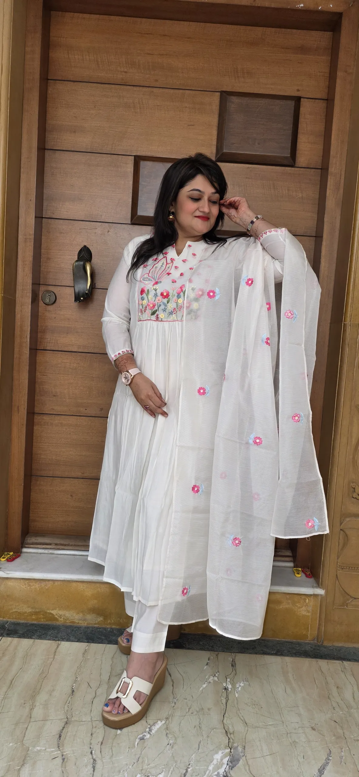 White Hand Embroidered Elegant Dress