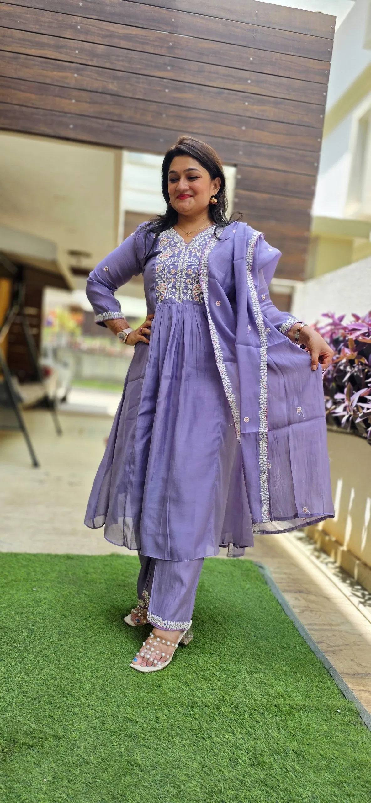 Lilac Festive Dress with Handwork, photo 4
