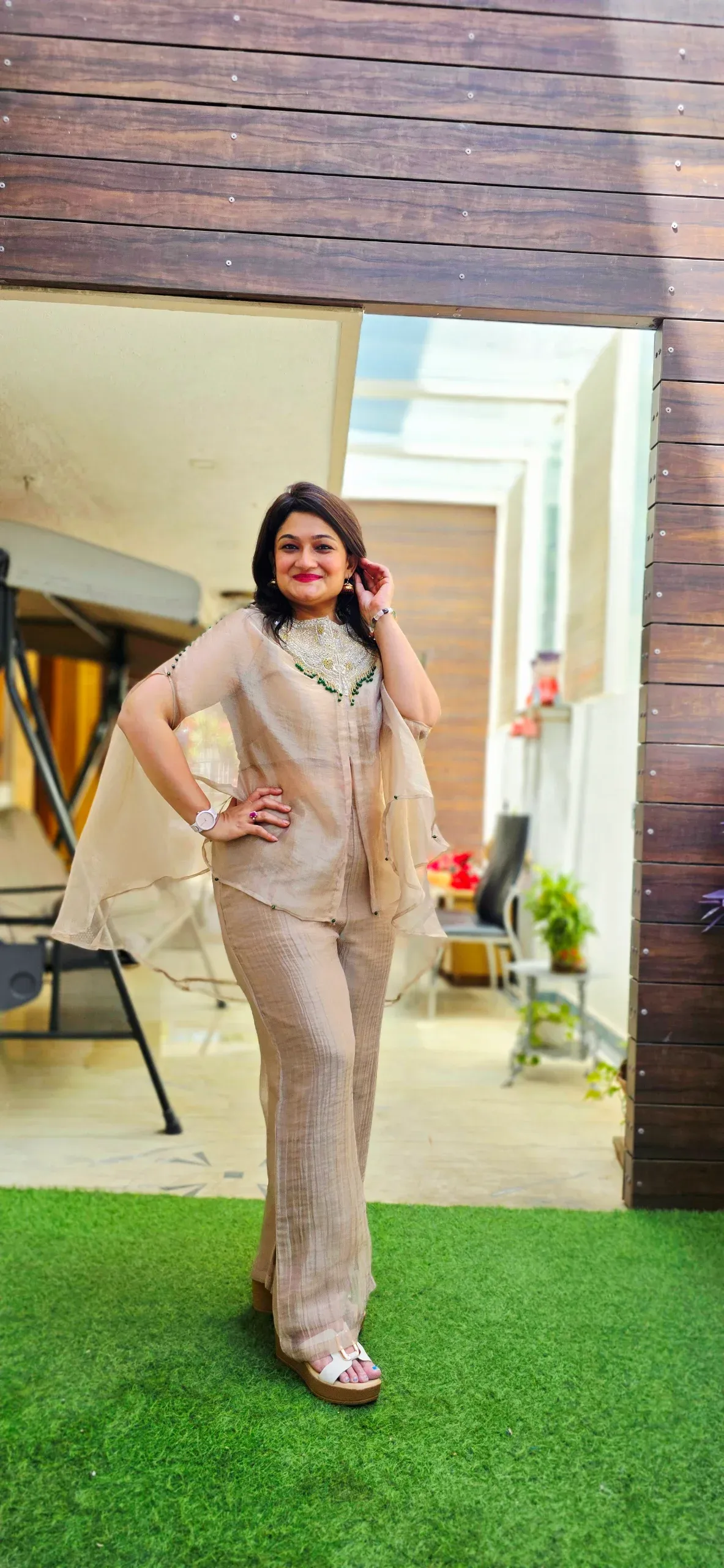 Golden Indo-Fusion Dress with Cape, photo 3