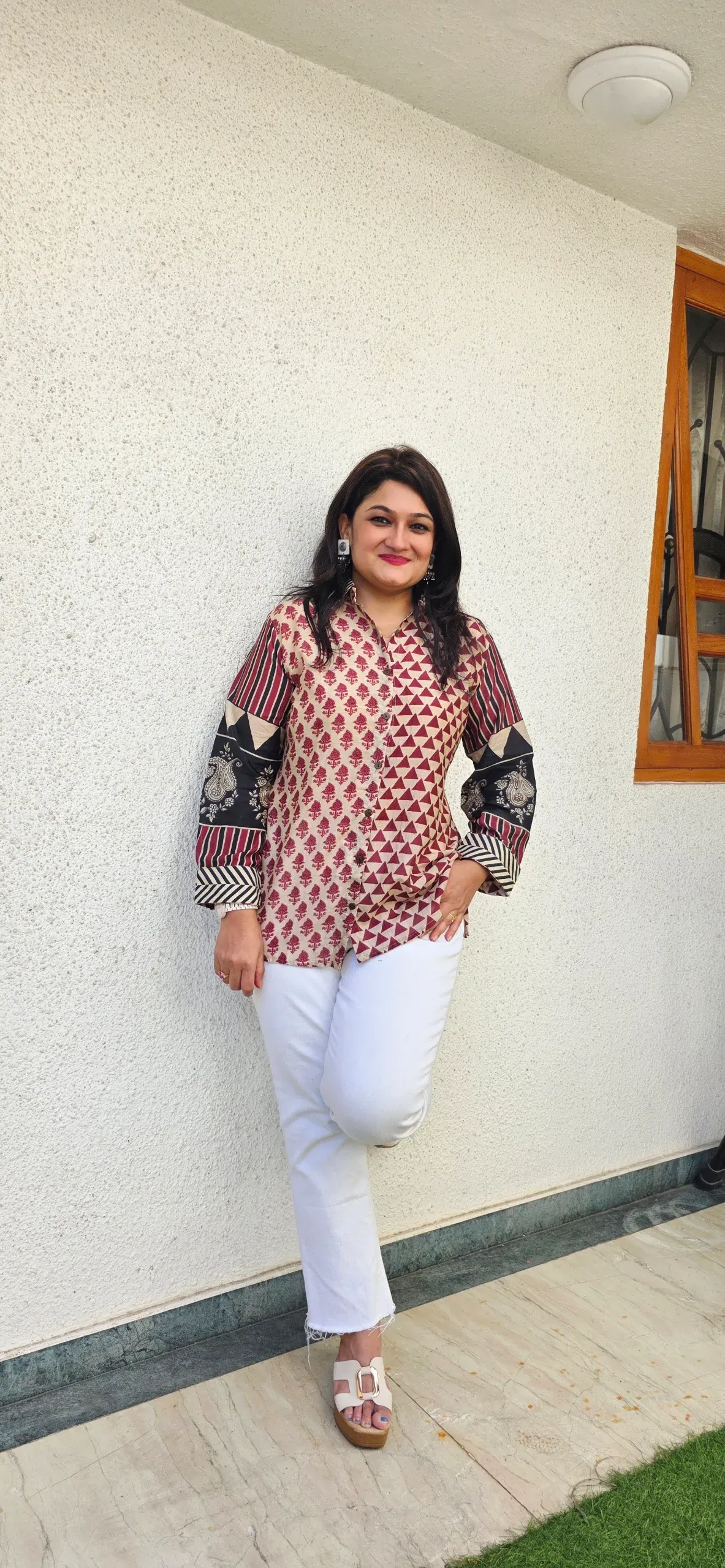 Beige Statement Shirt with Triangles, photo 3