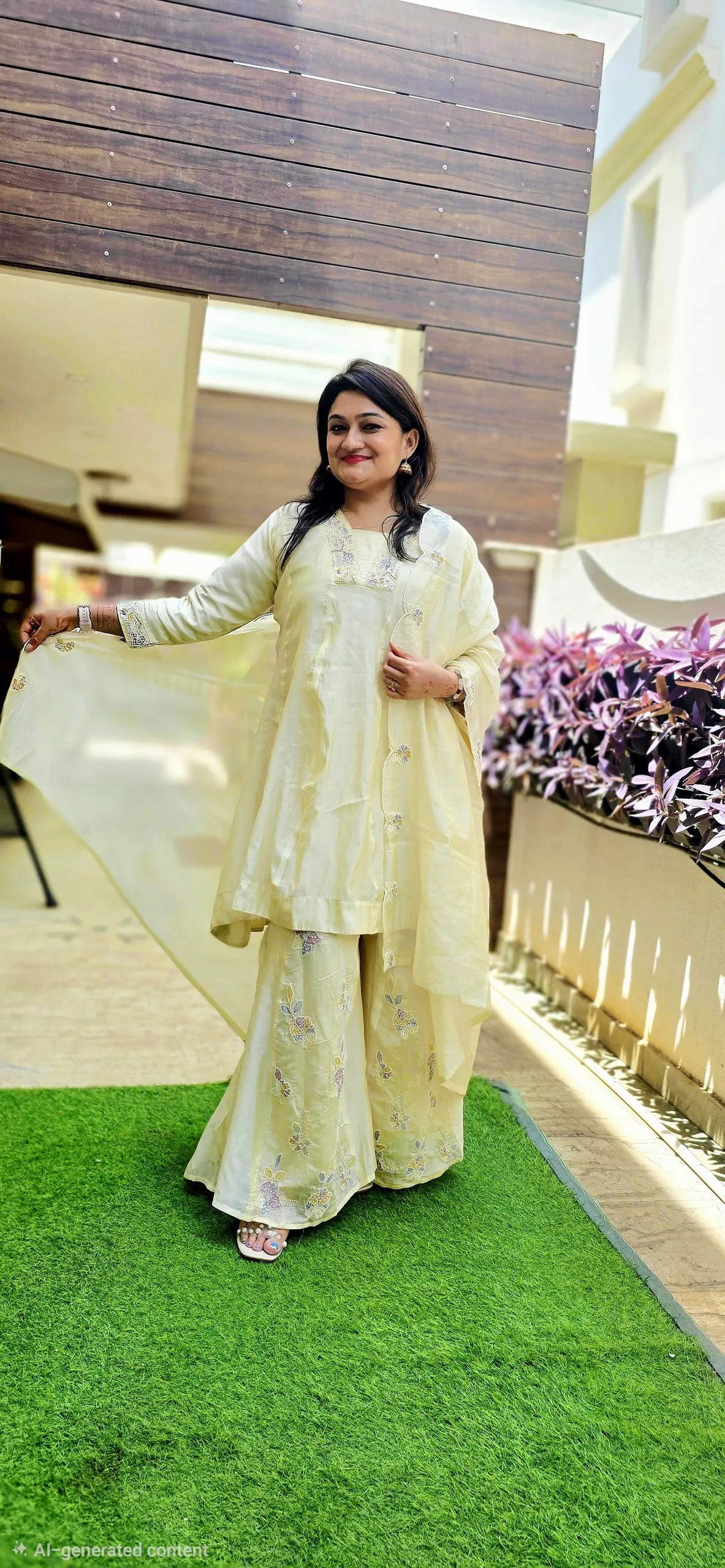 Butter Yellow Elegant Indo-fusion Dress, photo 2