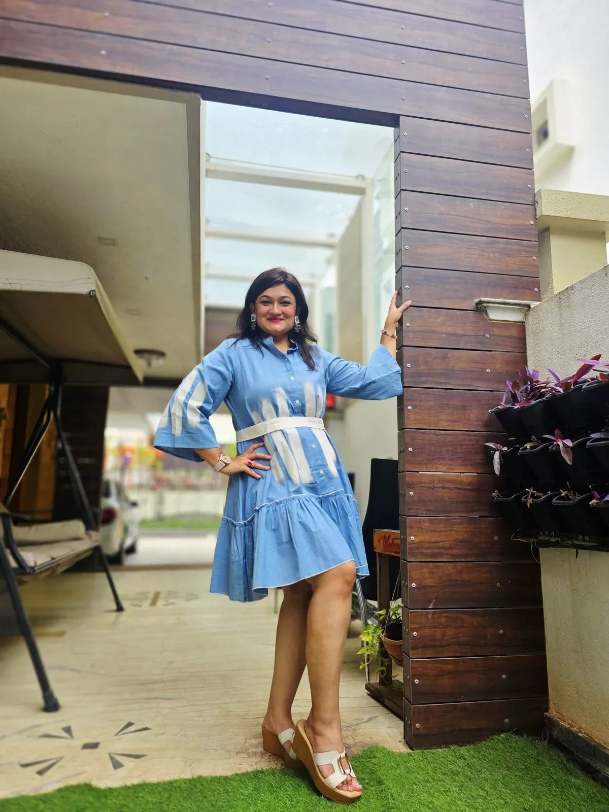 Blue Cotton Designer Dress, photo 3