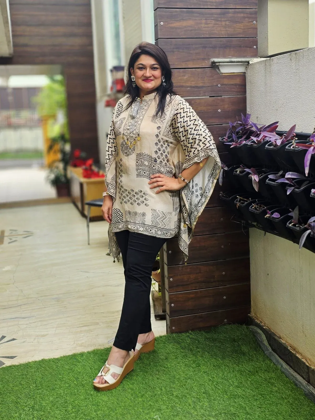 Beige Crepe Designer Shirt