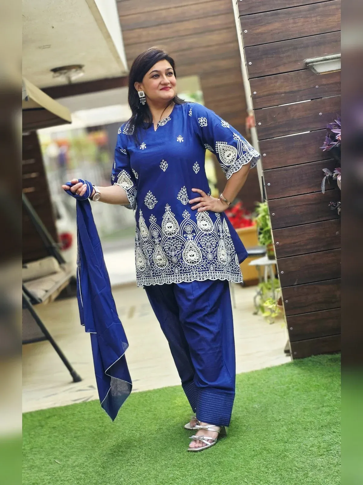Blue Cotton Co-ord with Scarf, photo 4