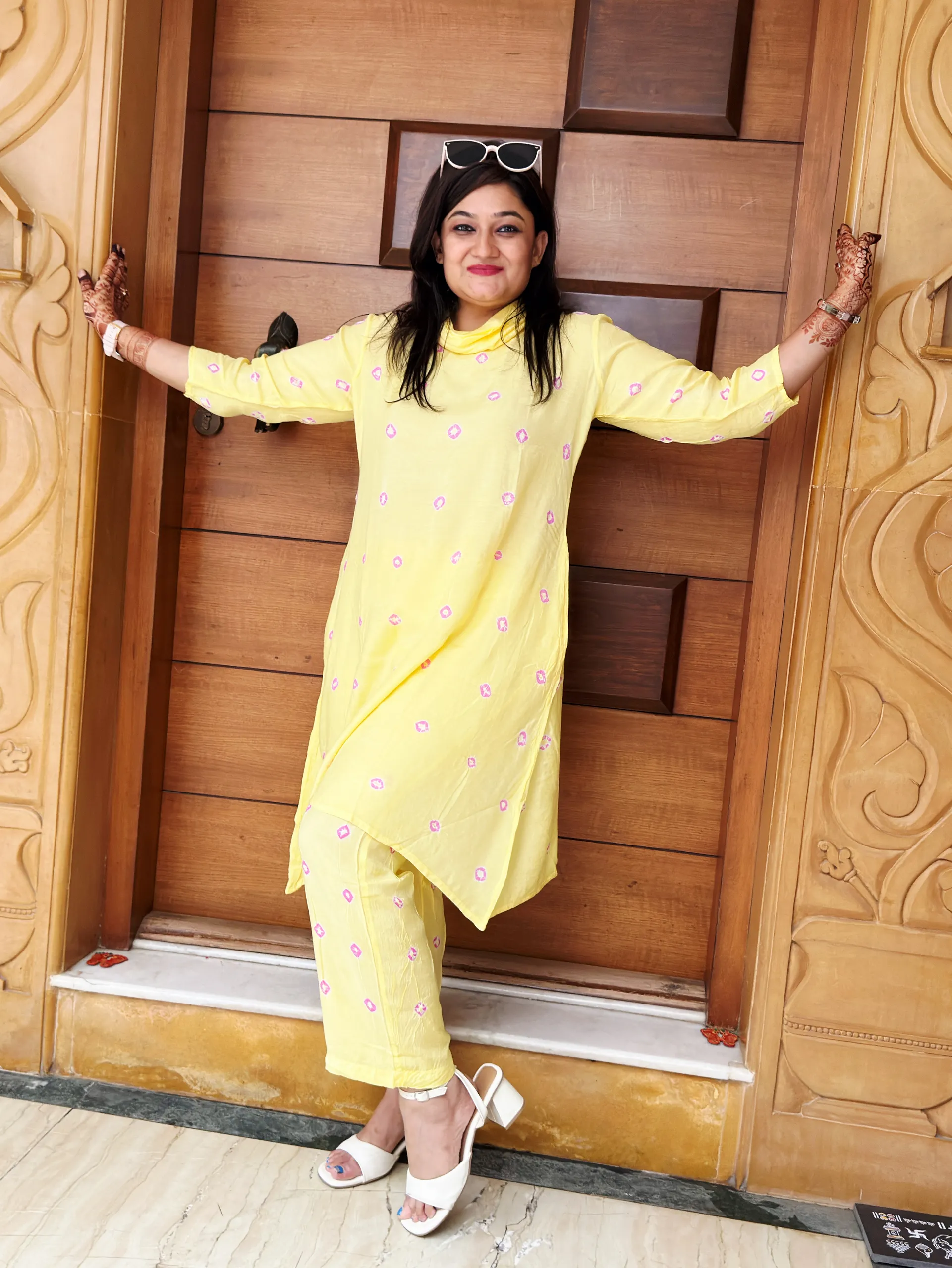Lemon Yellow Cowl Neck Co-ord Set