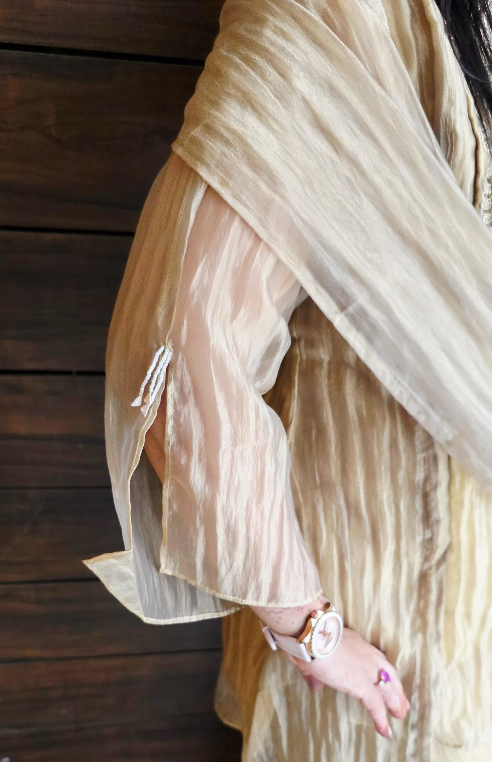 Golden Pure Tissue Indo-Fusion with Handwork, photo 5