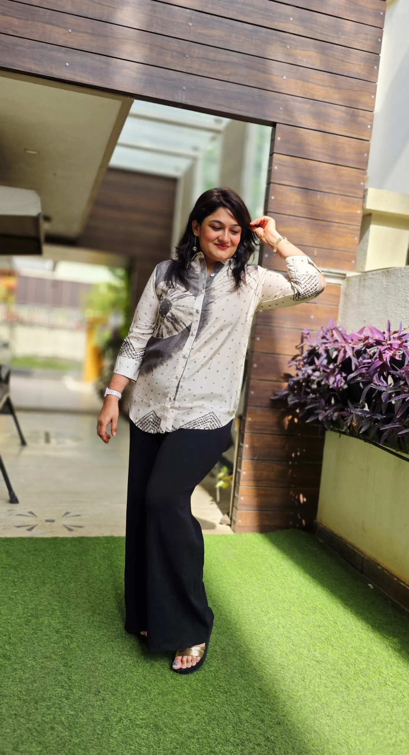 Grey Abstract Print Shirt