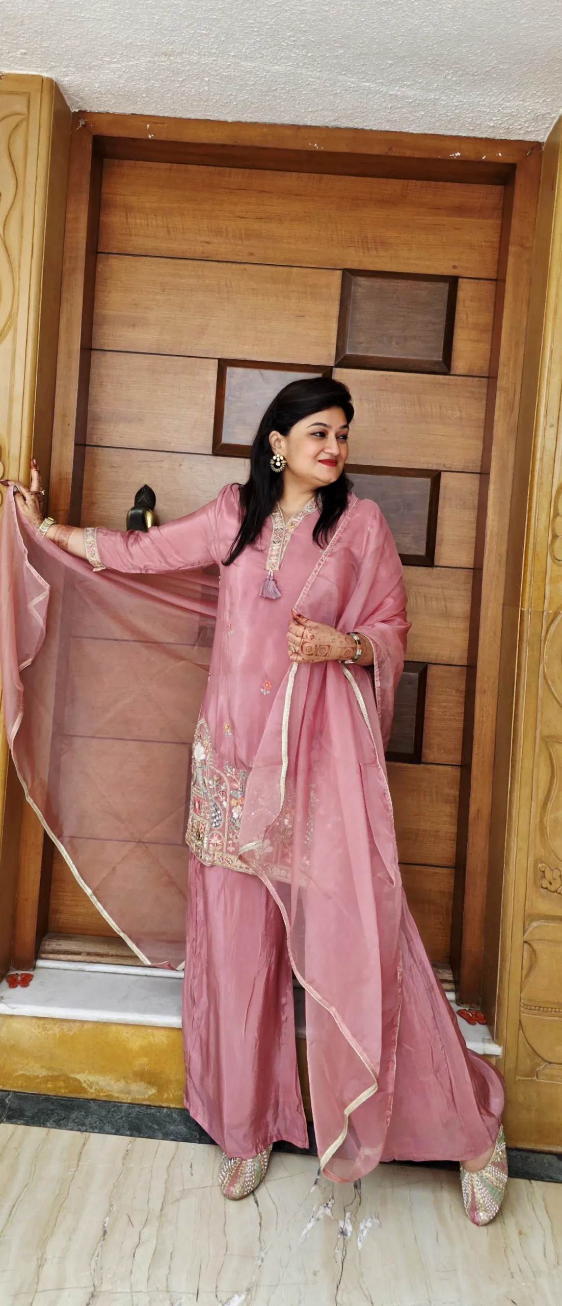 Onion Pink Indo-fusion Sharara Dress