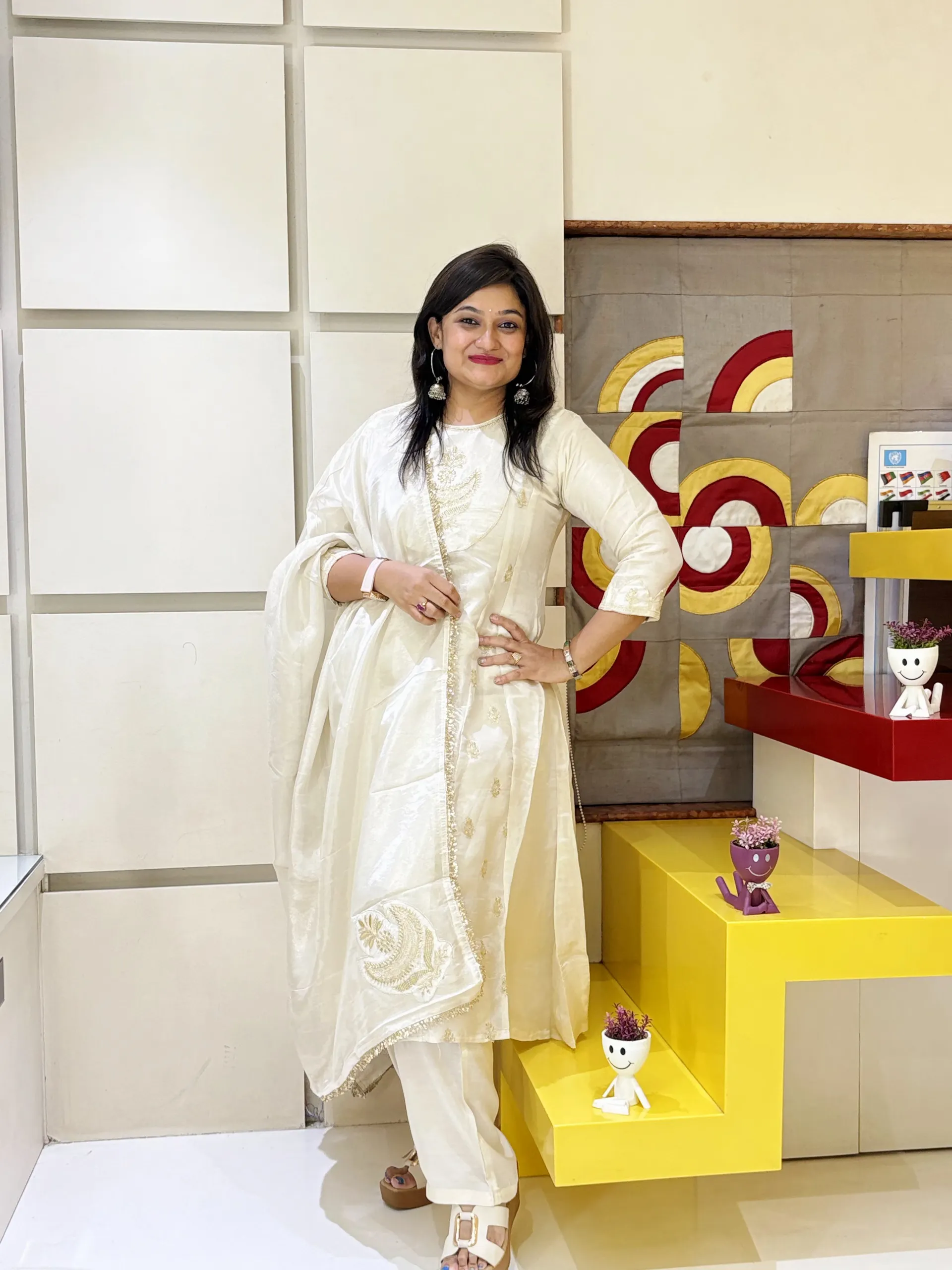 Golden A-line Festive Wear Dress