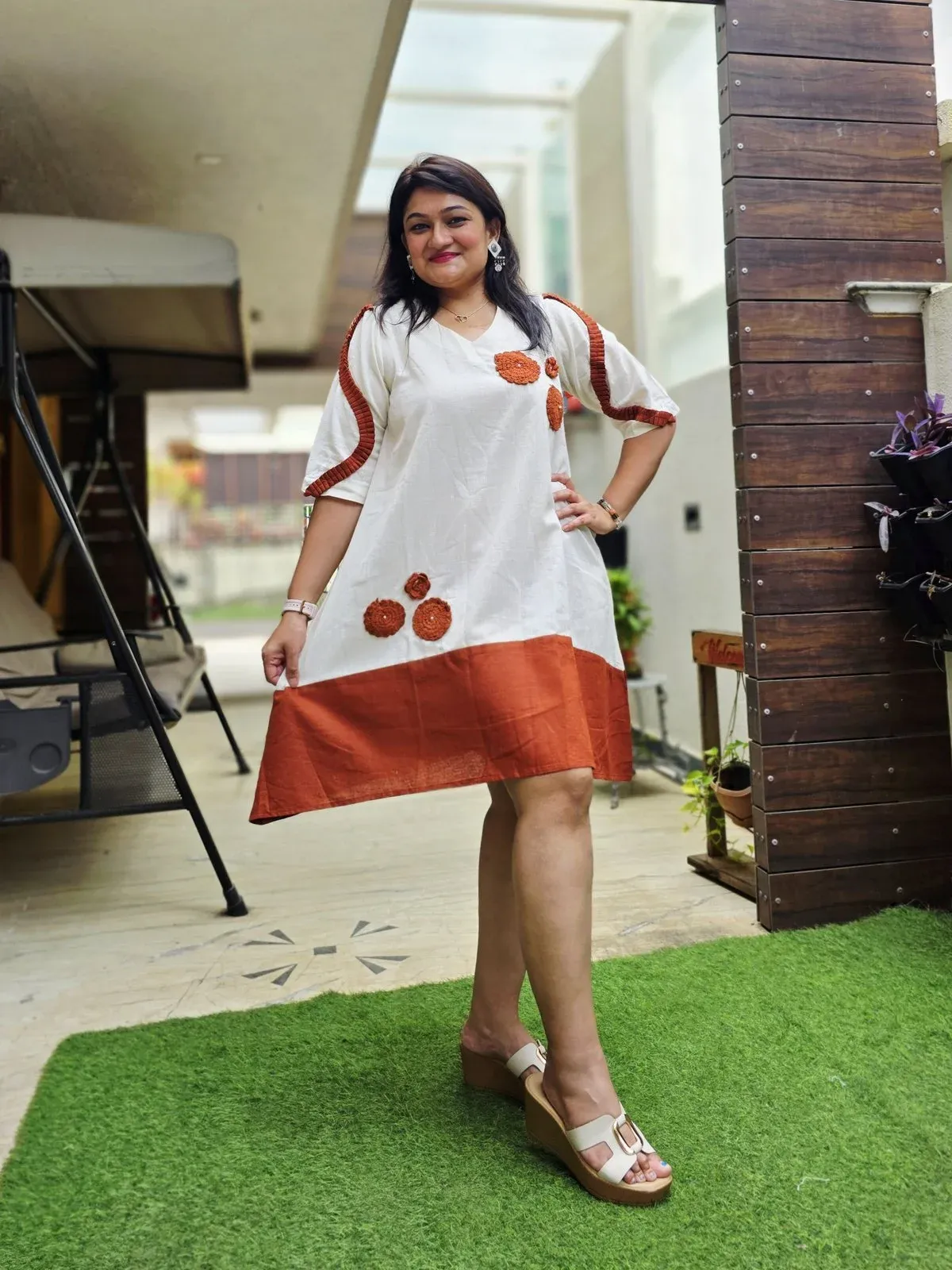 Rust Cotton Designer Dress, photo 4