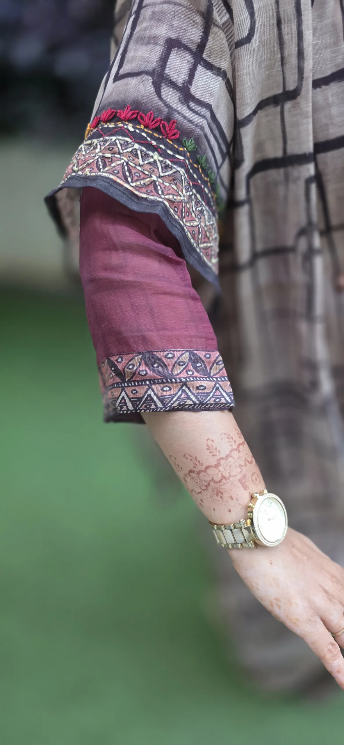 Wine Embroidered Dupatta Dress, photo 5
